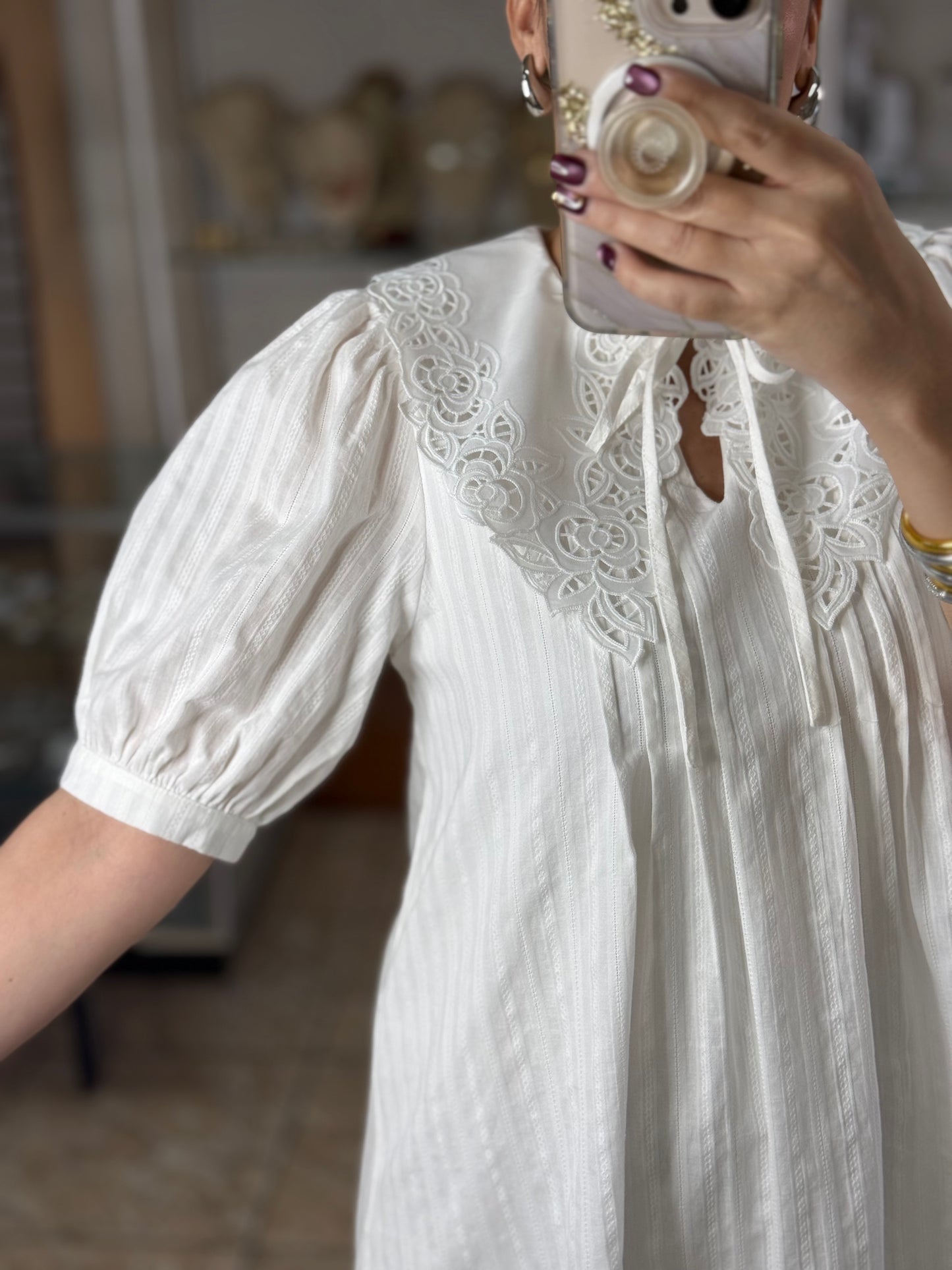Eyelet Collard Mini Dress (NO RETURNS OR EXCHANGE)