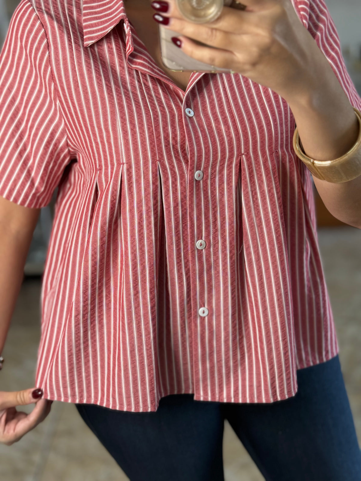 Short Sleeve Button Down Top