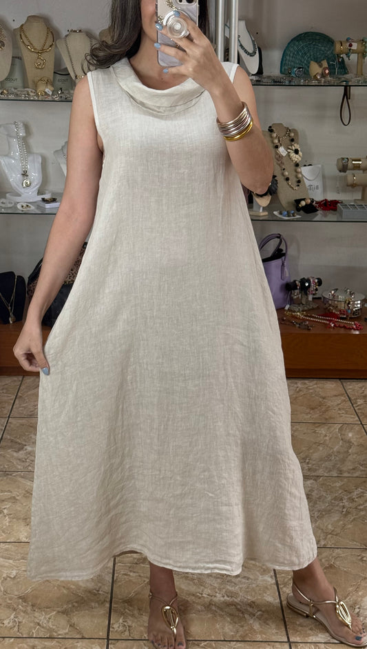 Sleeveless OS Linen Maxi Dress (FINAL SALE)