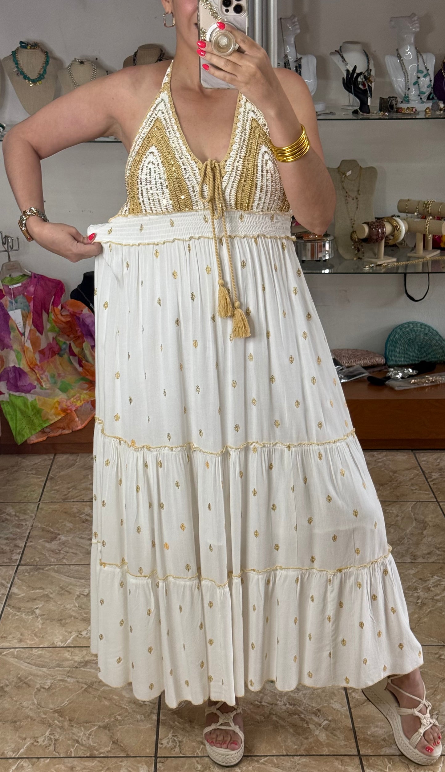 Open Back Boho OS Maxi Dress (NO RETURNS OR EXCHANGE)