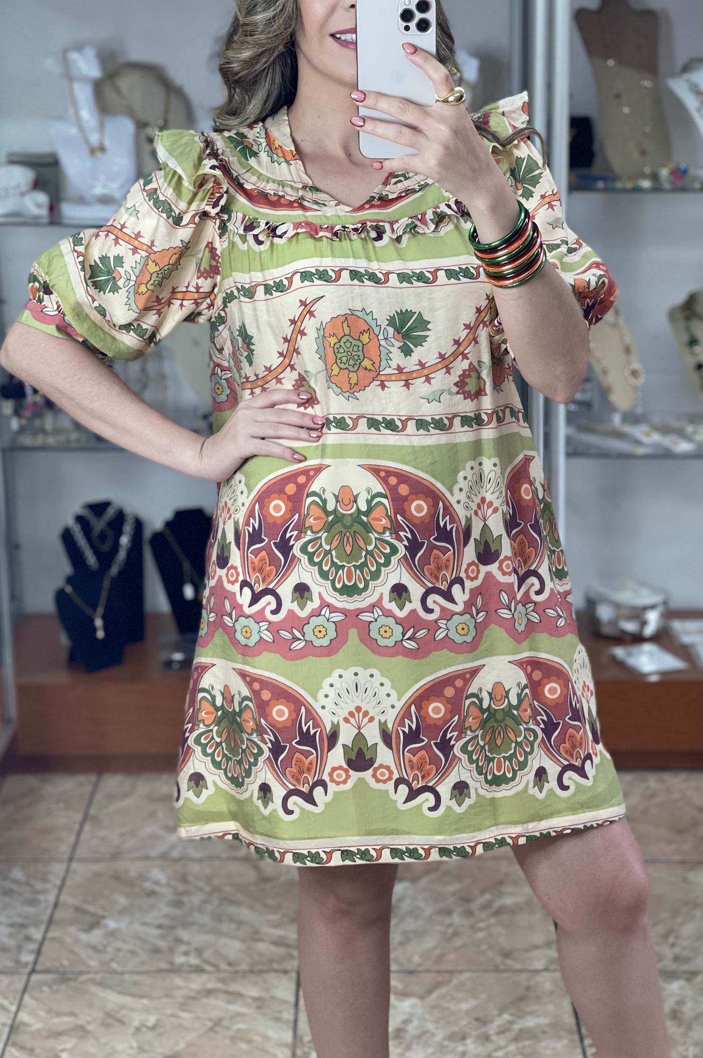 Border Print Dress