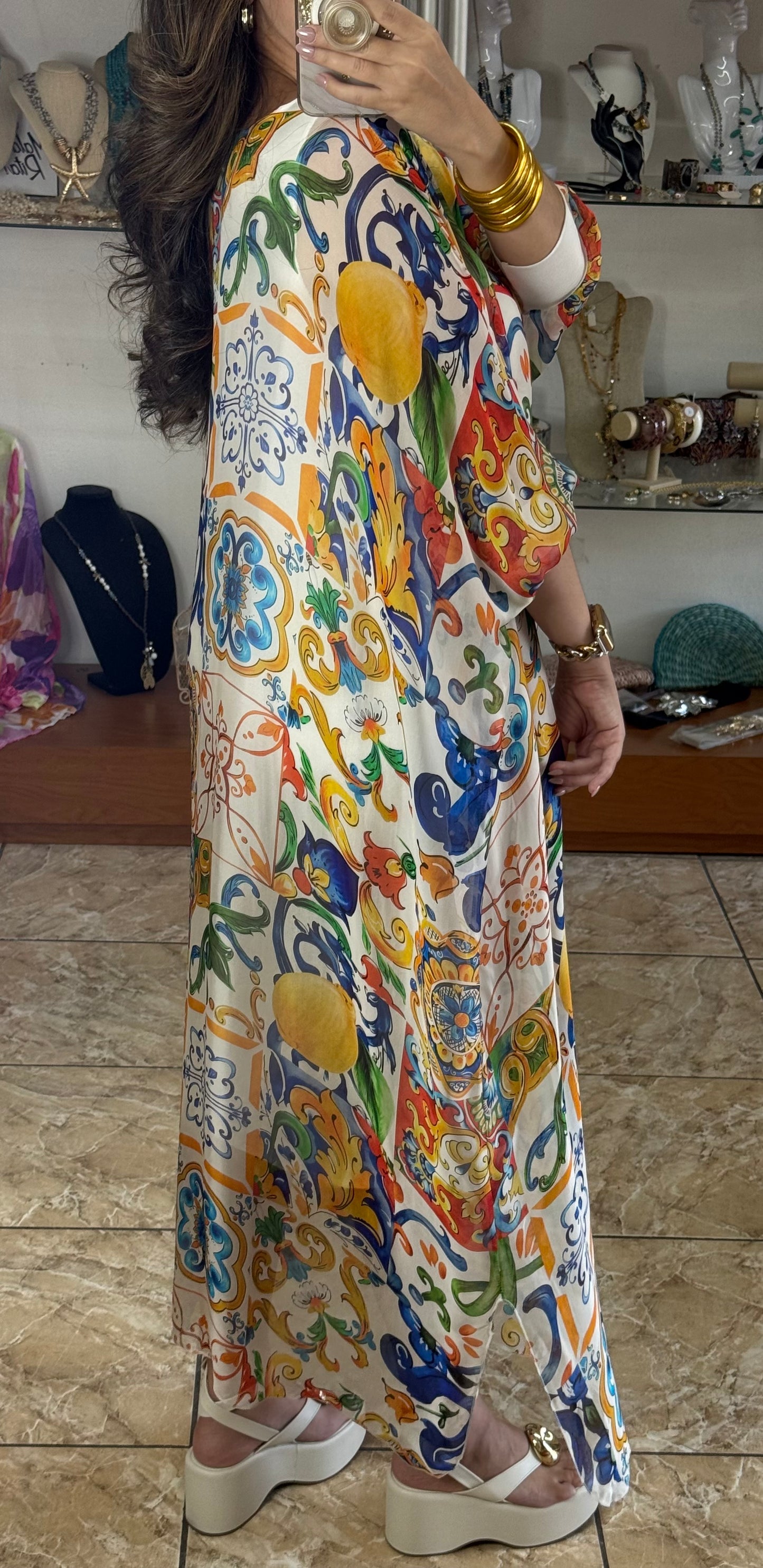 Silk OS Kaftan Maxi Dress (NO RETURNS OR EXCHANGE)