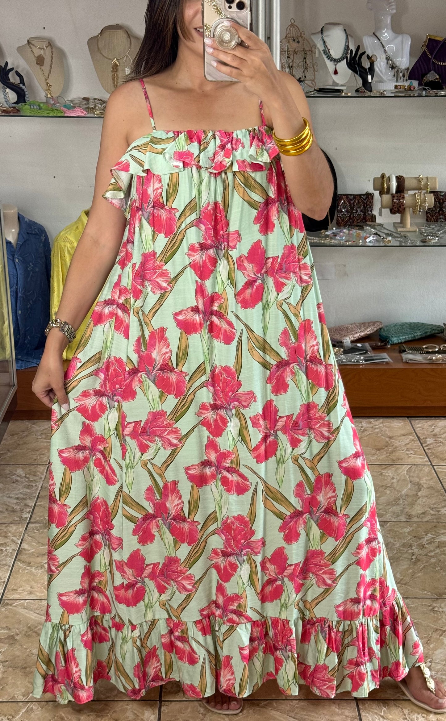 Mint Floral Maxi Dress