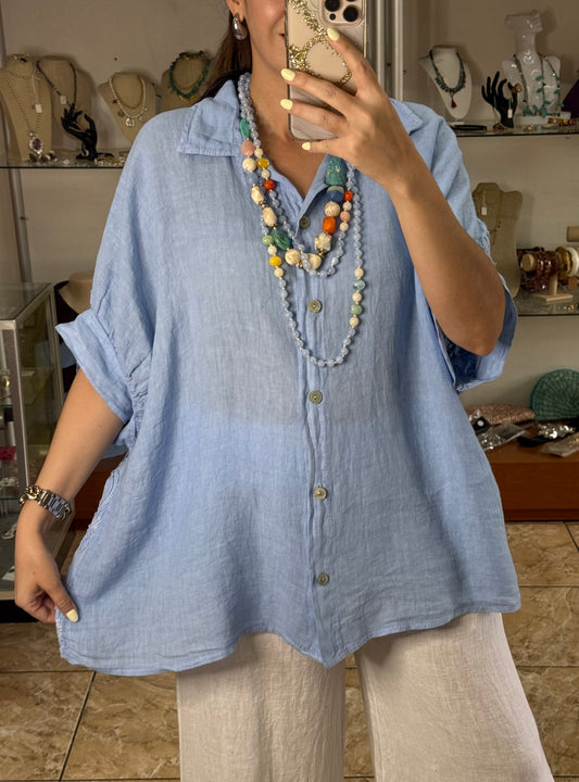 Linen/Cotton Embroidered Back Top (NO RETURNS OR EXCHANGE) (PANT SOLD SEPARATELY)