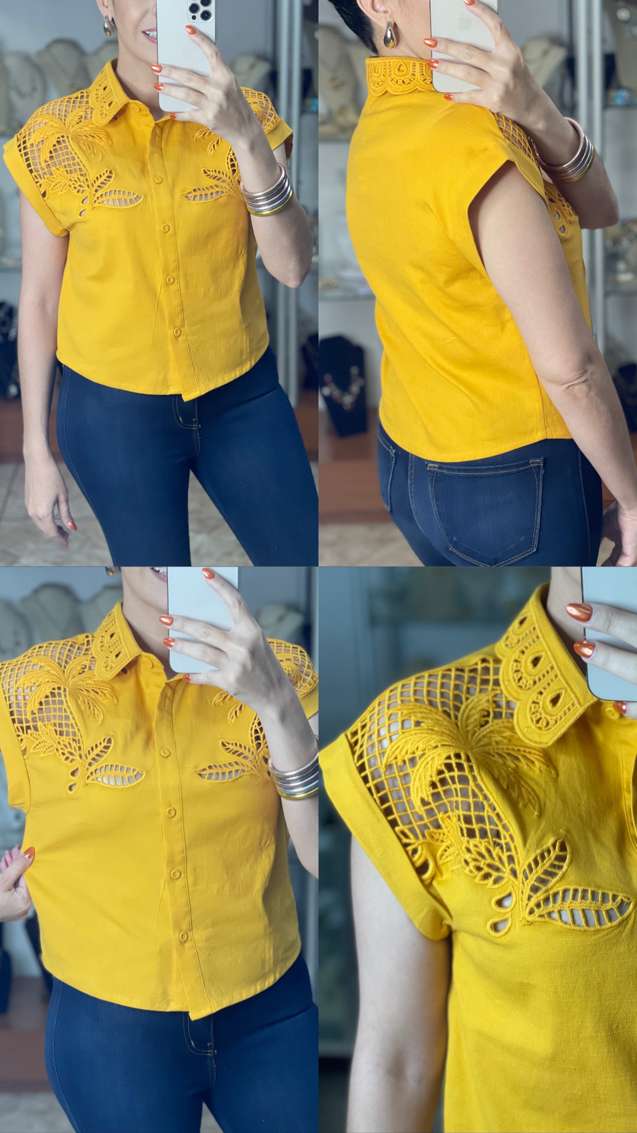 Mustard Lace Details Top