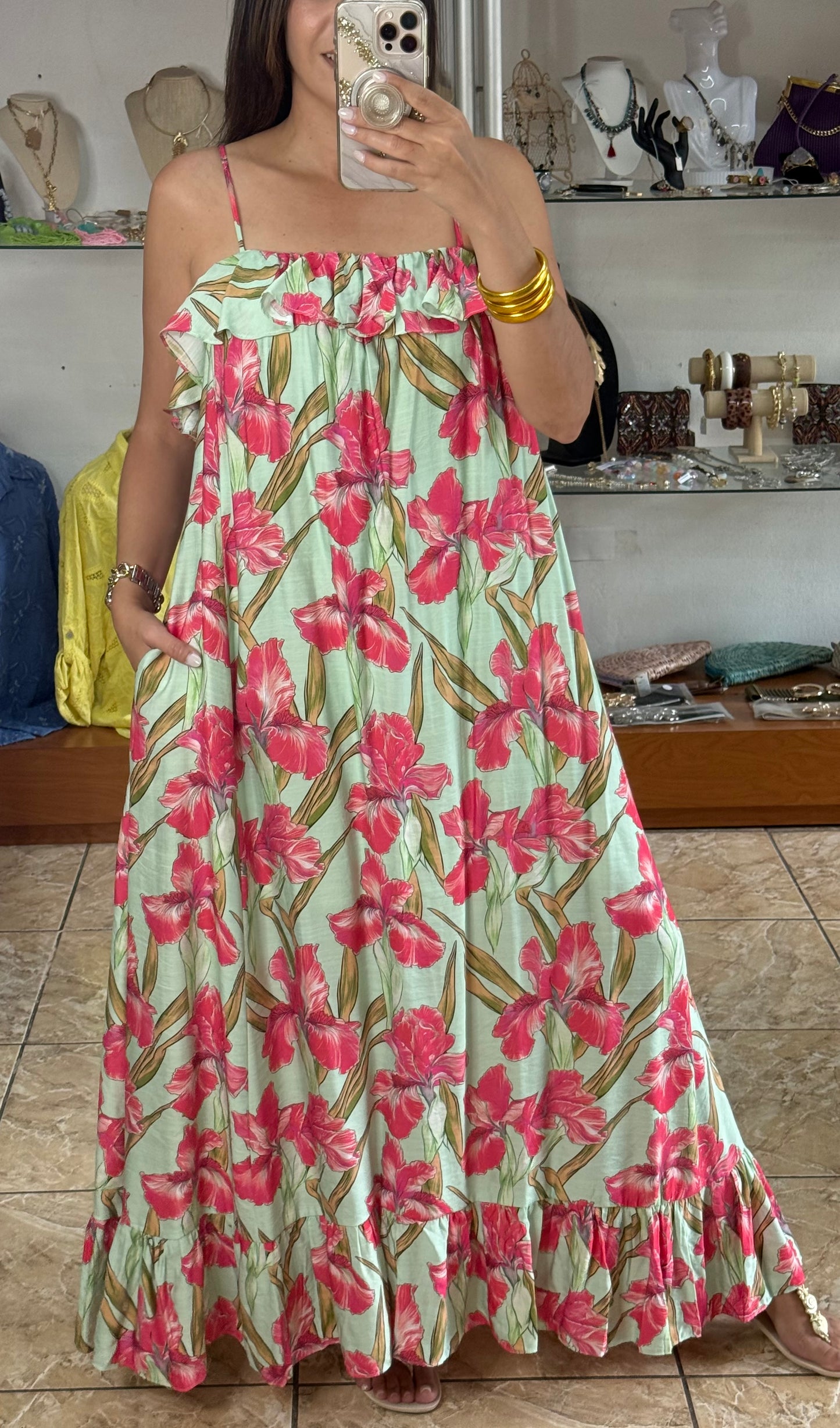 Mint Floral Maxi Dress