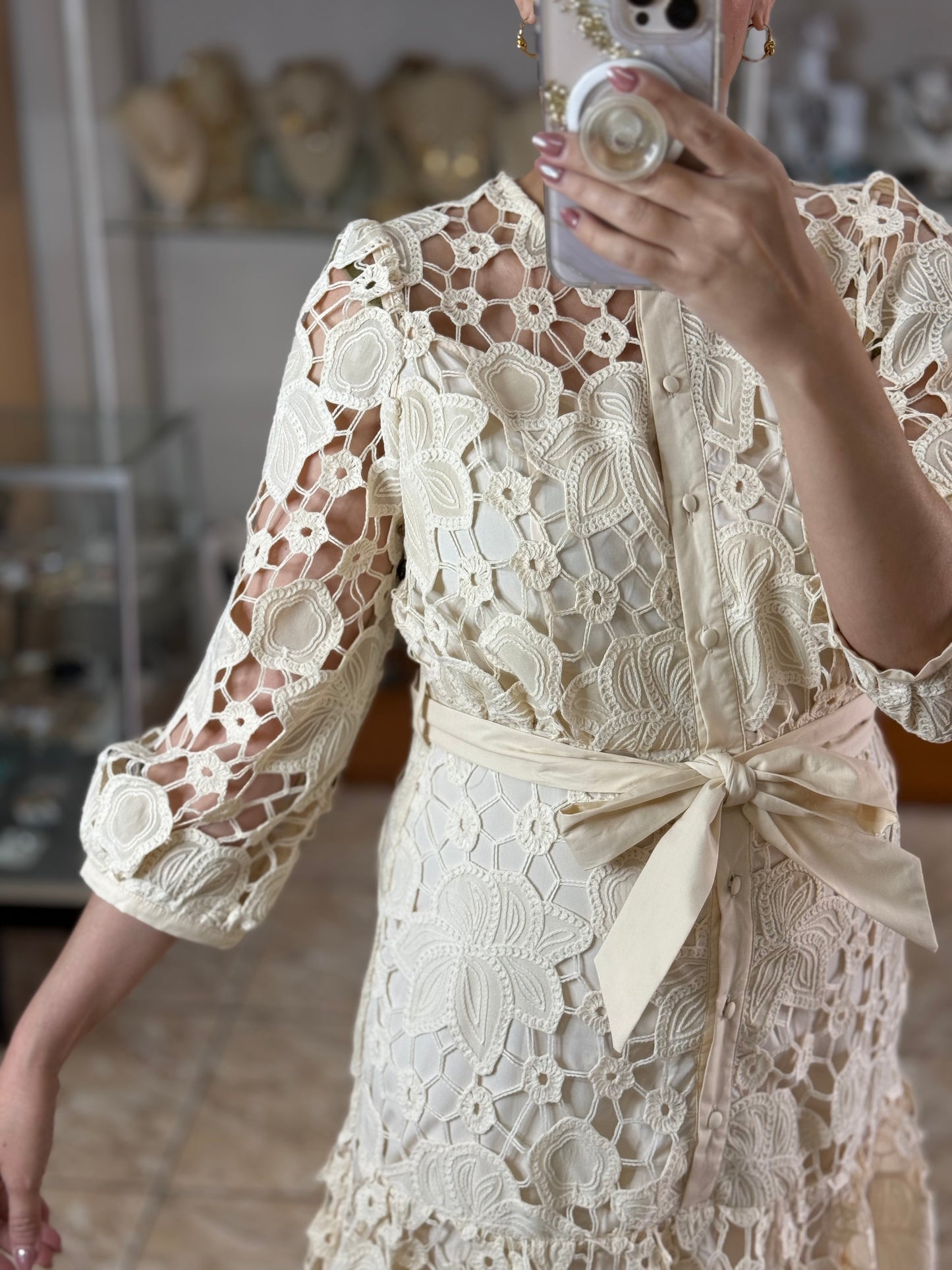 Cream Classic Lace Dress