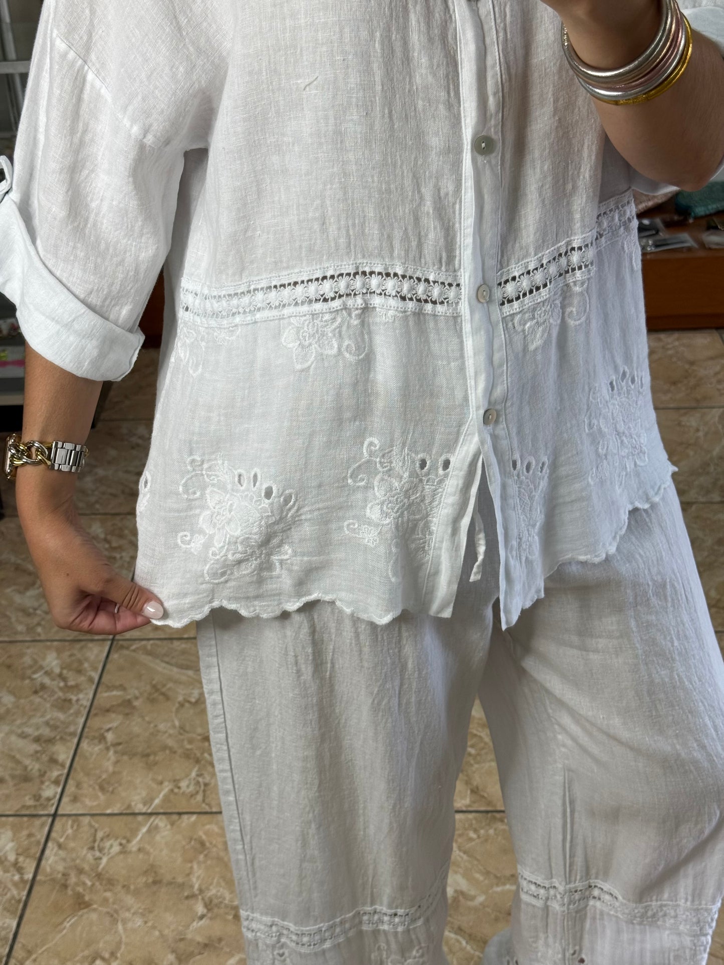 OS Button Down Top & Pant Set (NO RETURNS OR EXCHANGE)