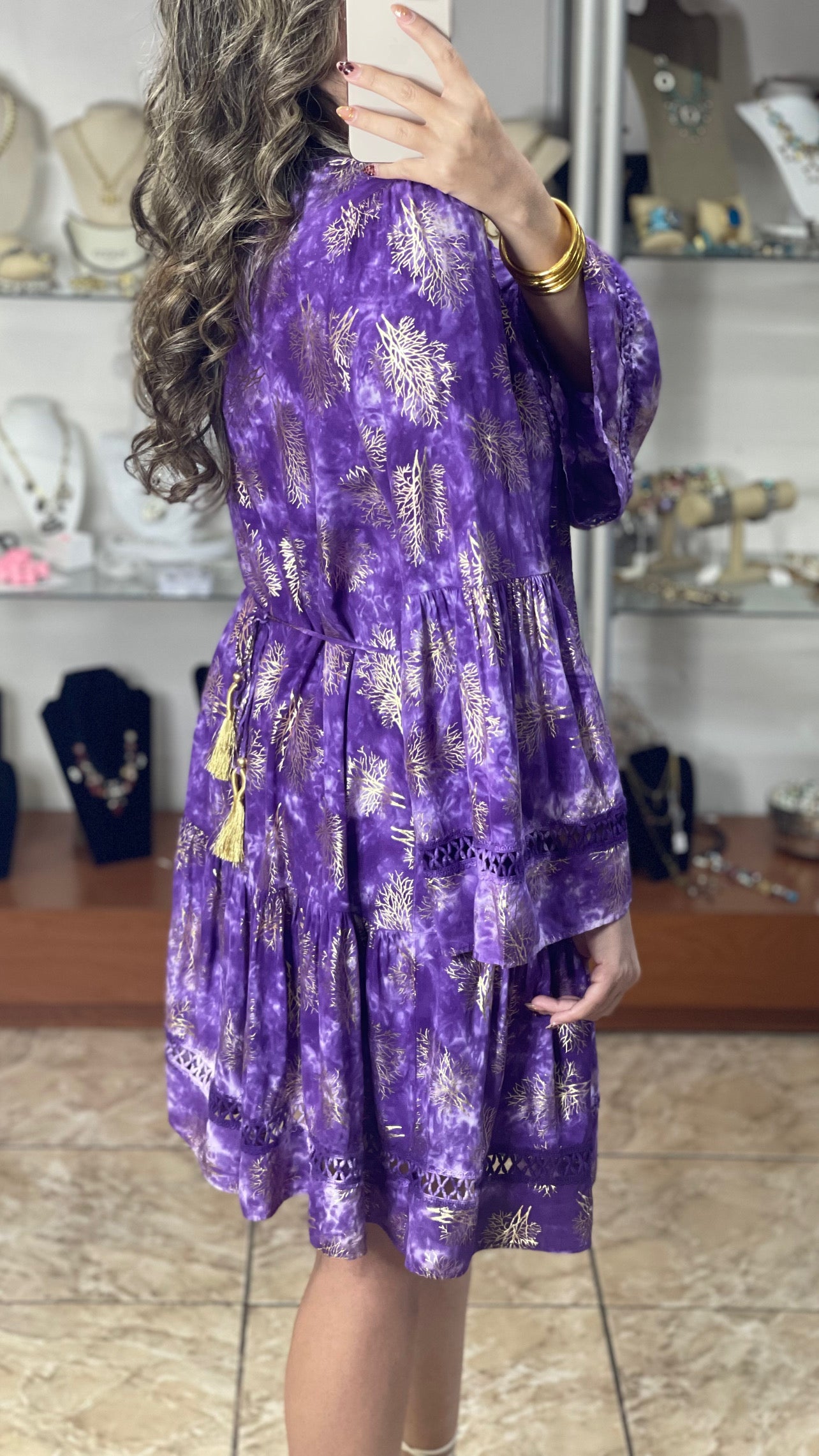 Purple and Gold Boho Dress