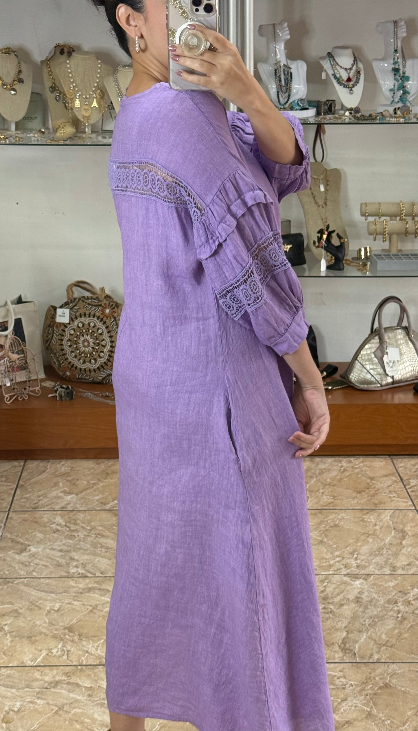 Back Detail OS Linen Maxi Dress (FINAL SALE)