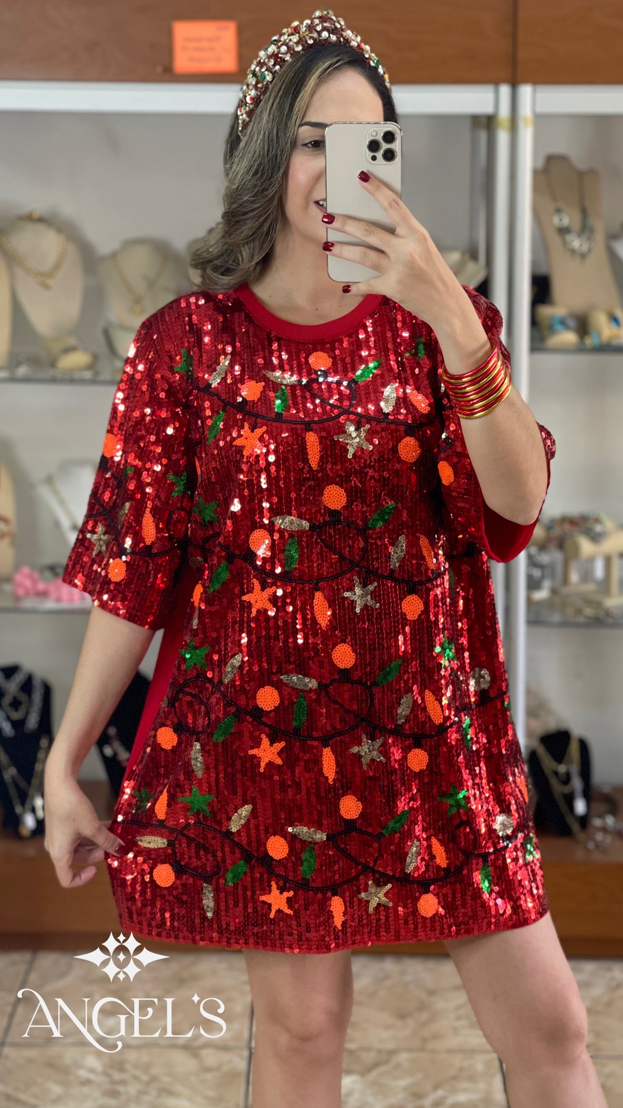 Christmas Lights OS T-Shirt Dress