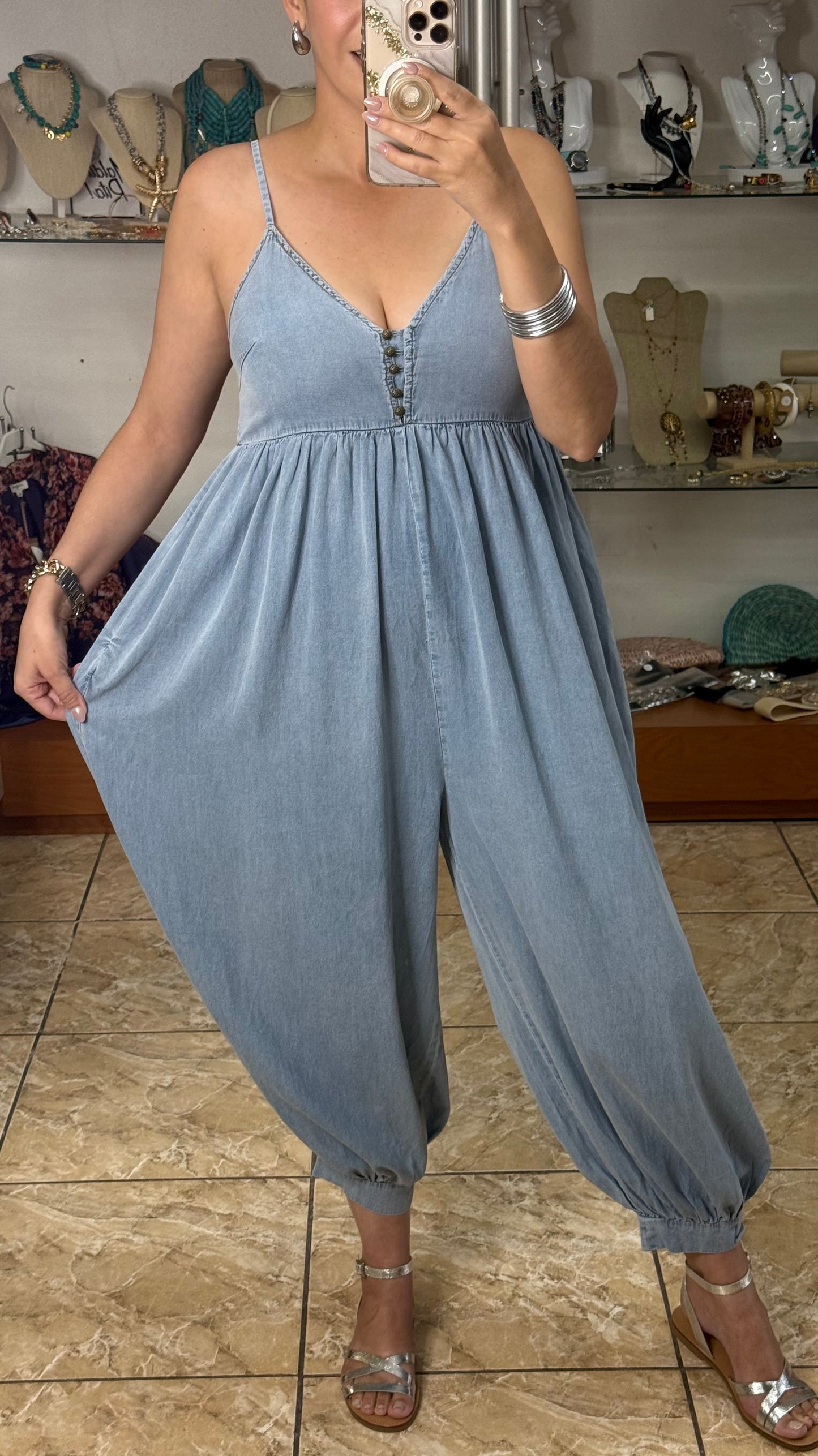 Harem Denim Jumpsuit