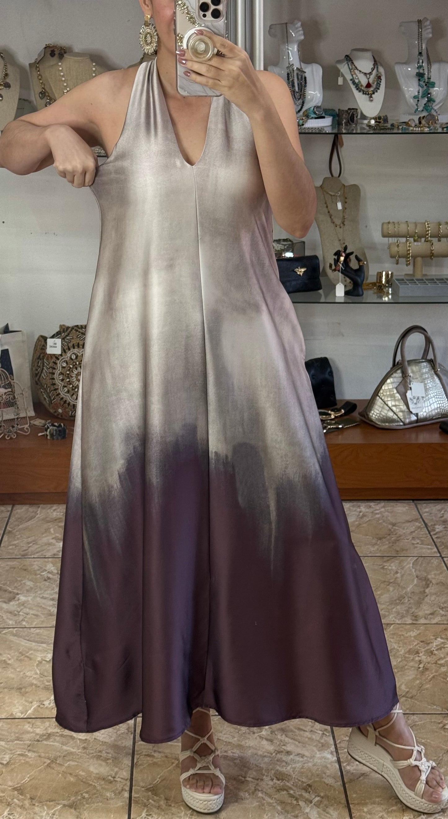 Halter Satin OS Maxi Dress (FINAL SALE)
