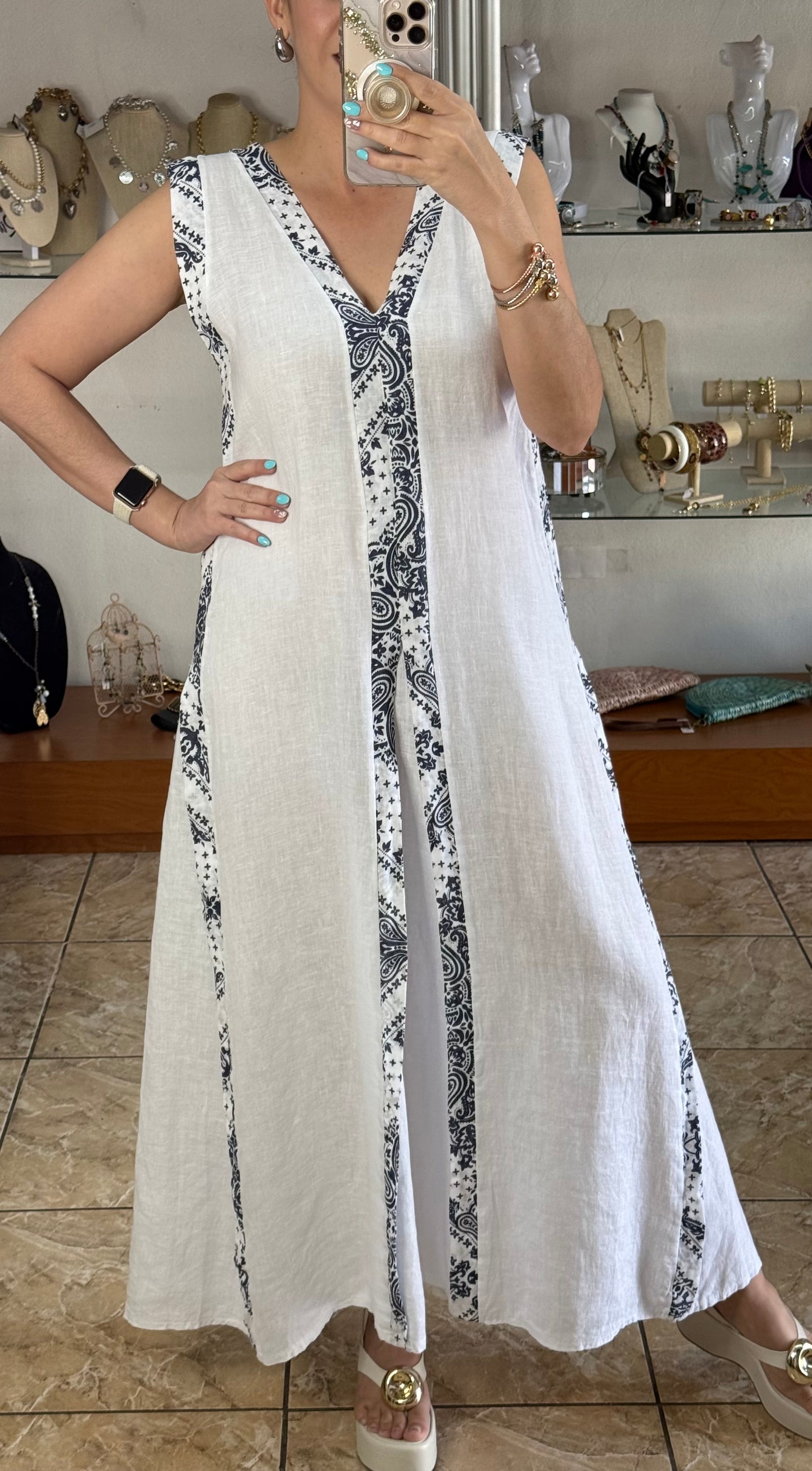 Sleeveless OS Maxi Linen Dress (FINAL SALE)