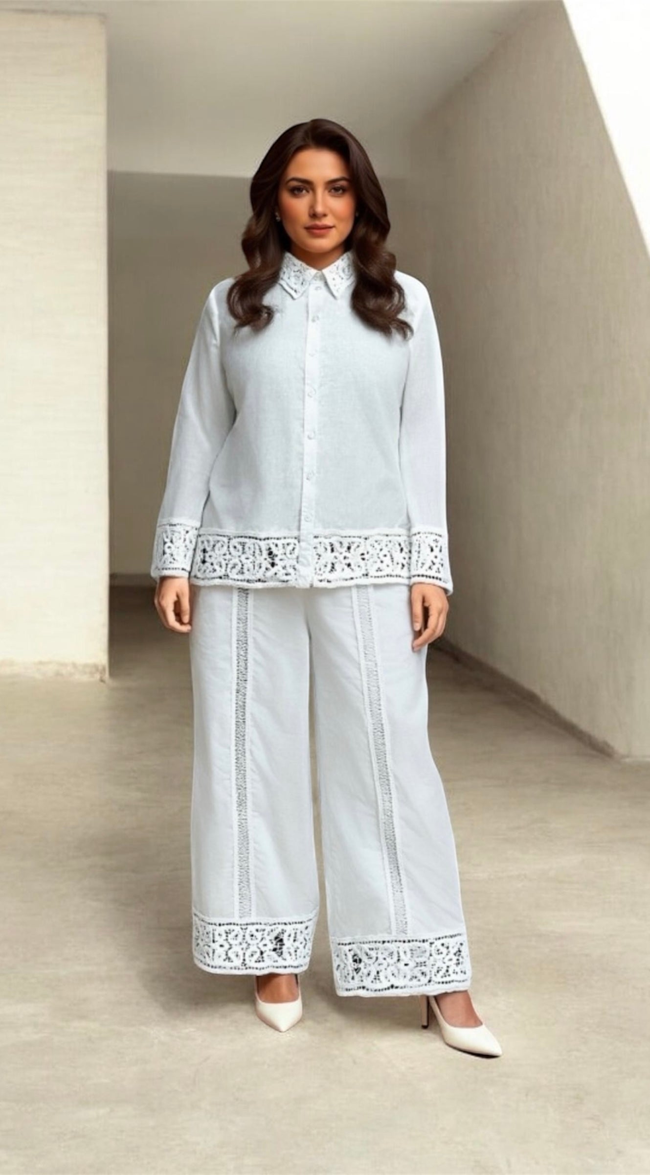 White Top and Pant Set (PLUS) (FINAL SALE)