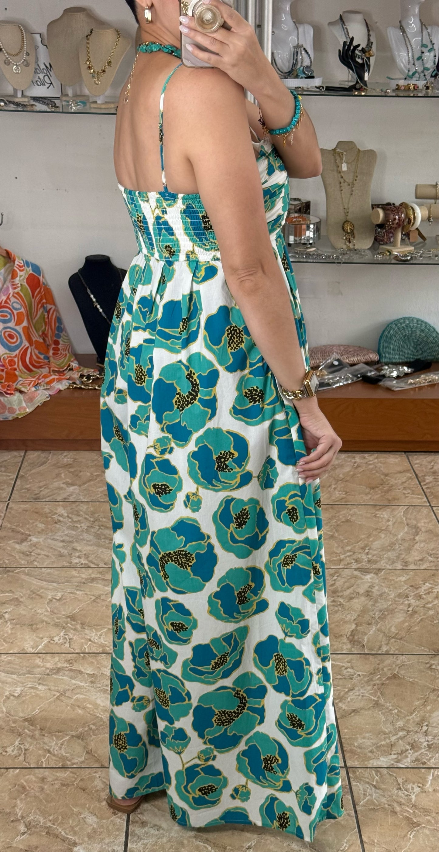 Green Flowers Jumpsuit