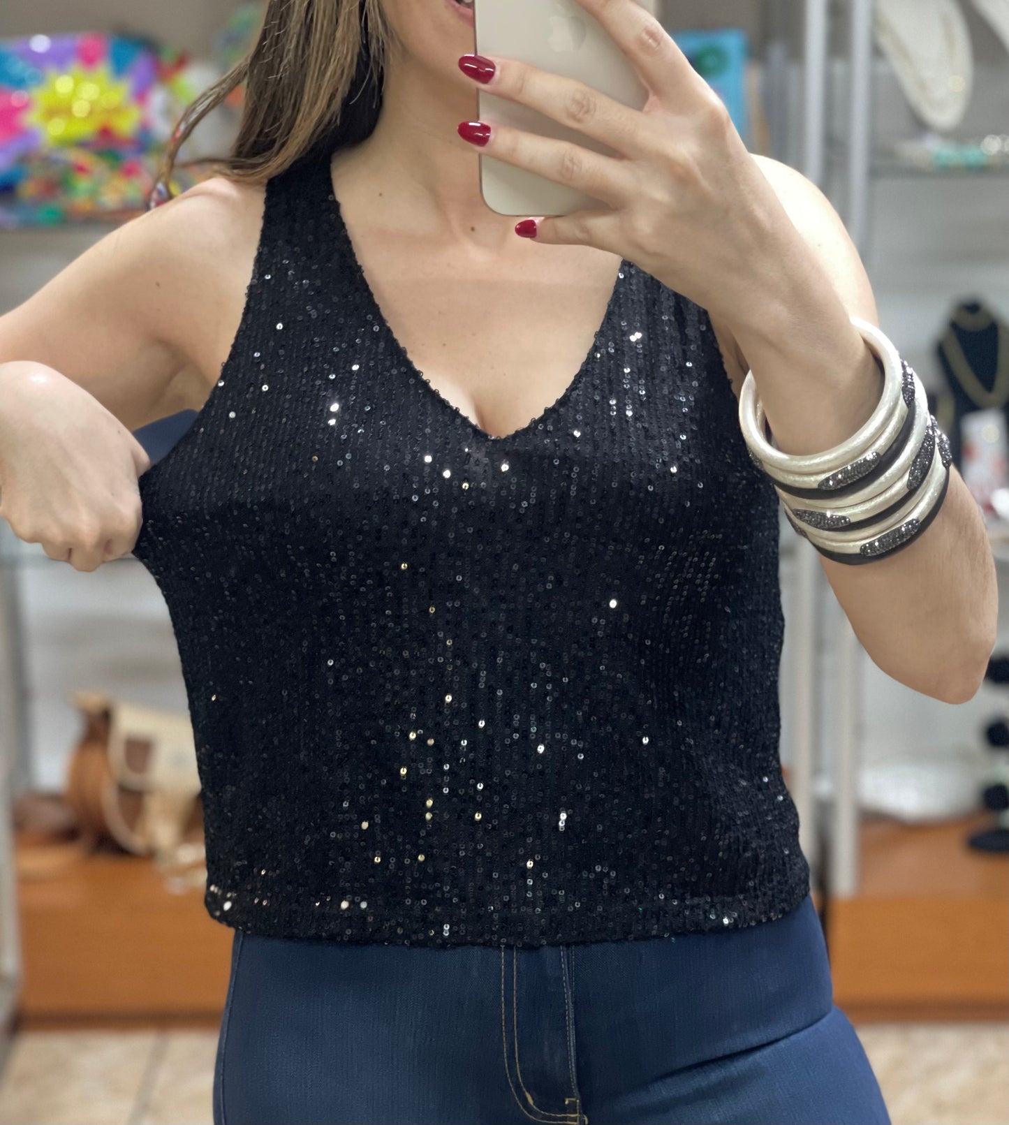 Black Sequins Top