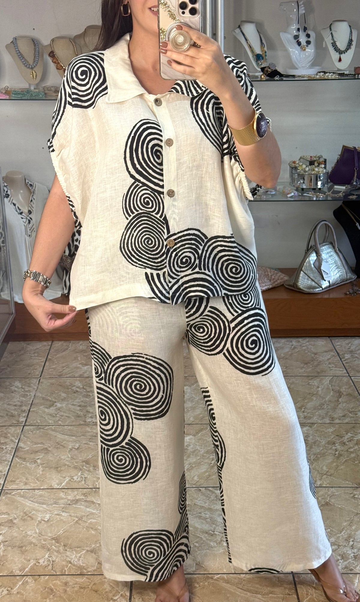 Spiral Pattern OS Top & Pant Set (NO RETURNS OR EXCHANGE)