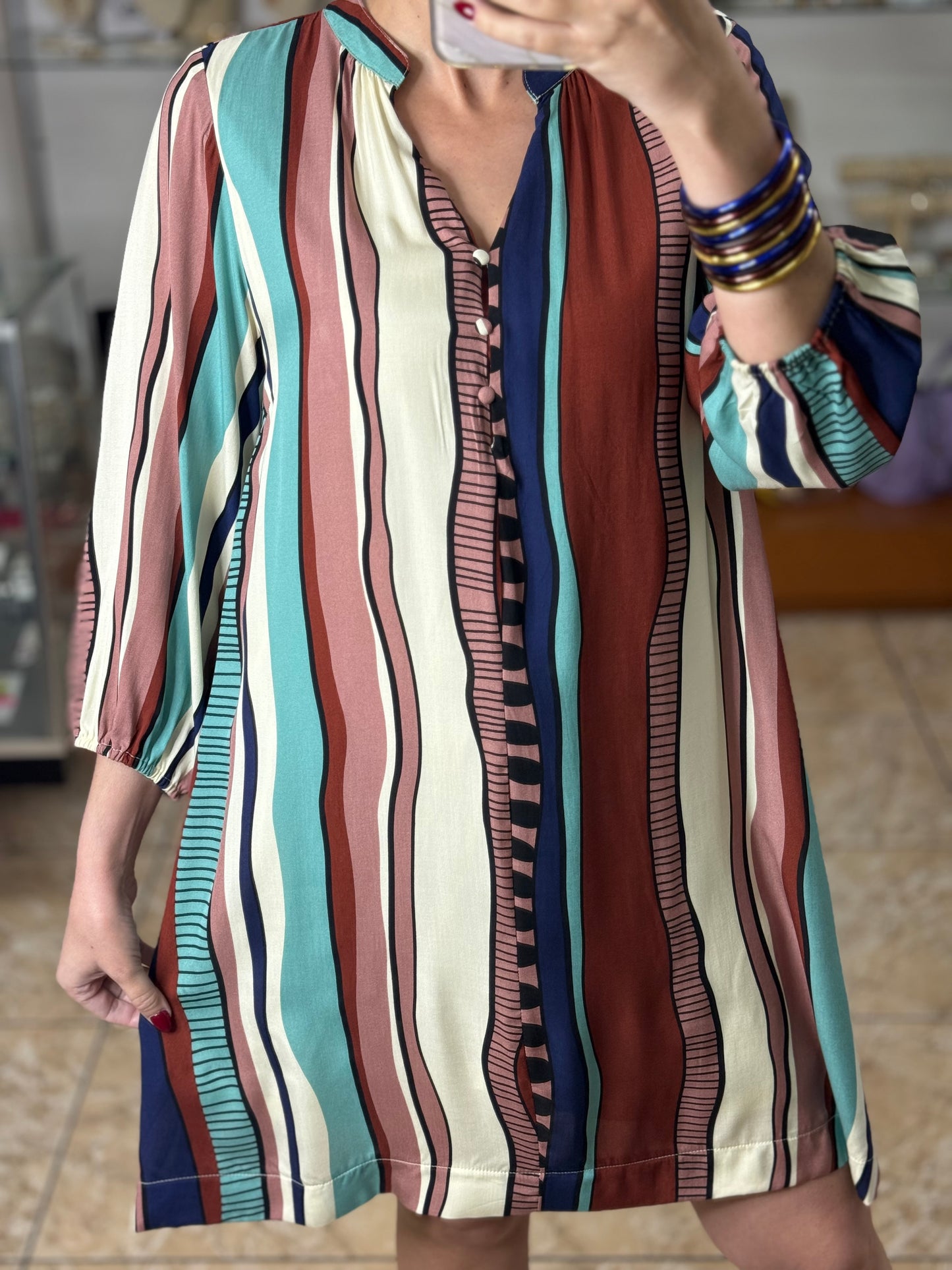 Mint Mix Abstract Print Dress