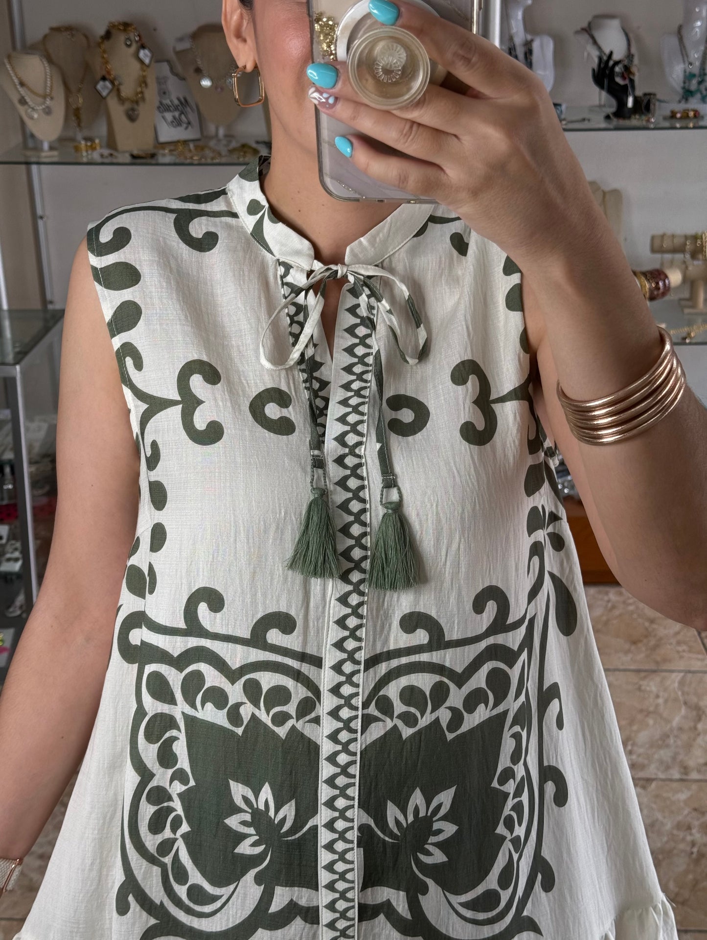 Sage Sleeveless Mini Dress