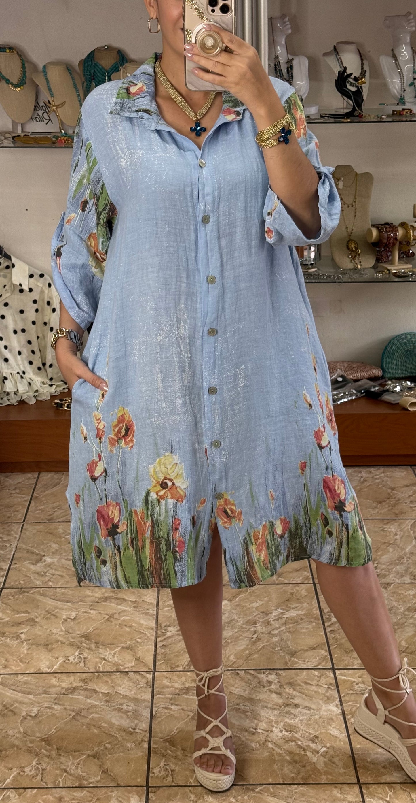 Malena OS Linen Dress (NO RETURNS OR EXCHANGE)