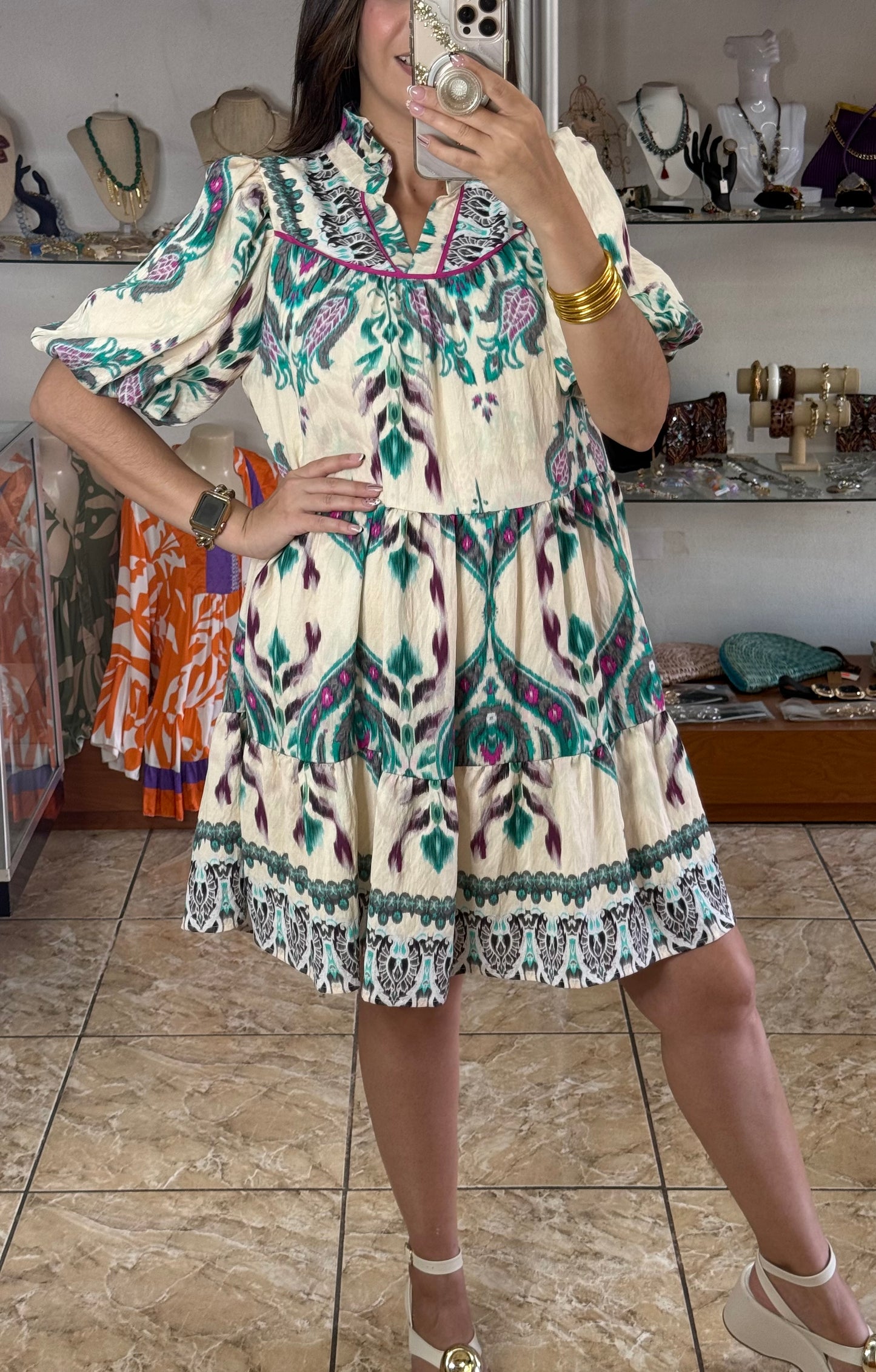 Teal Mix Doll Dress