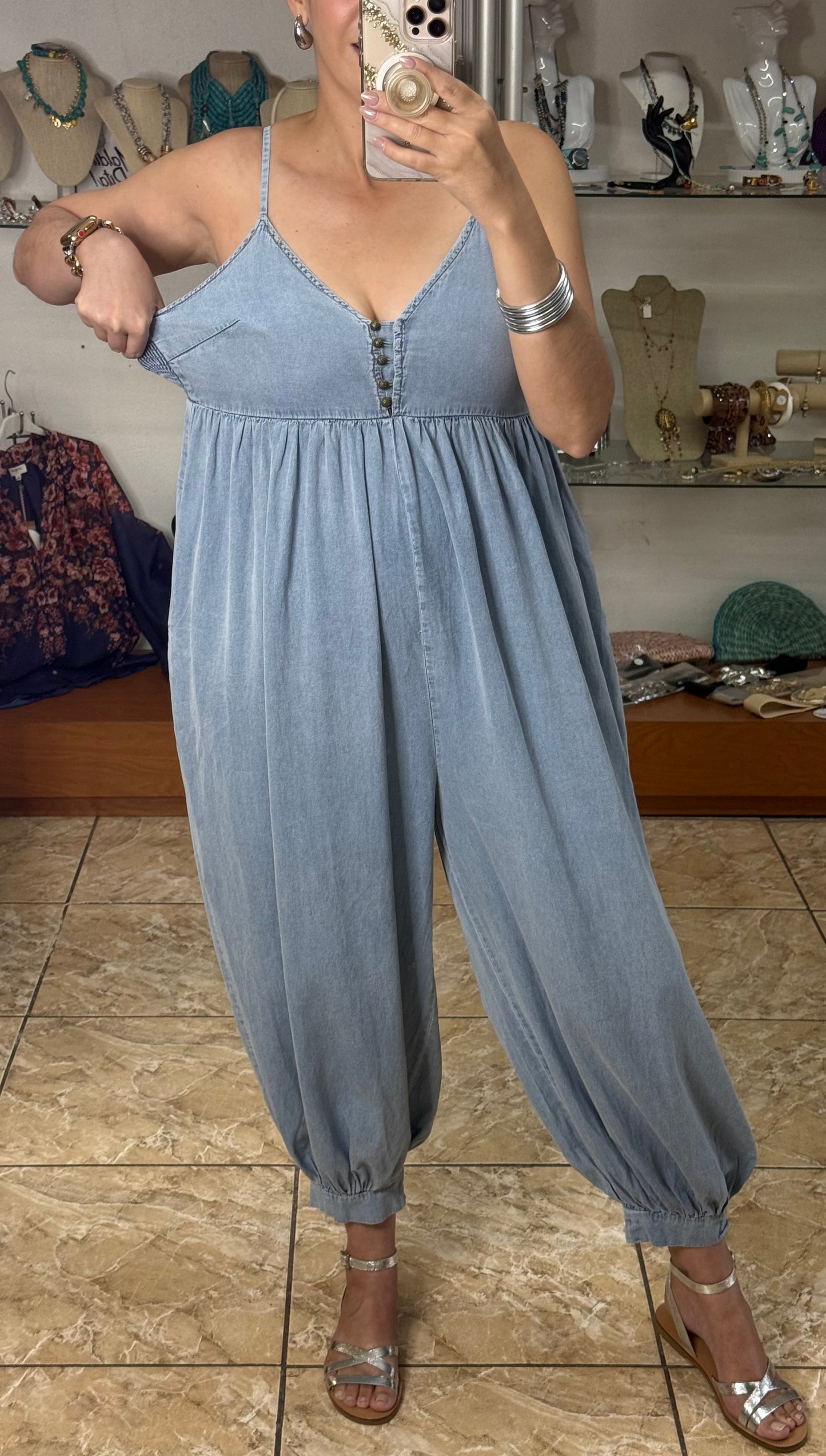 Harem Denim Jumpsuit
