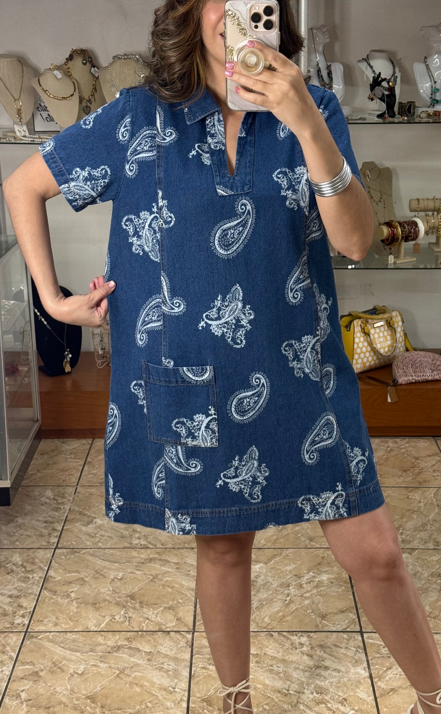 Paisley Denim Dress