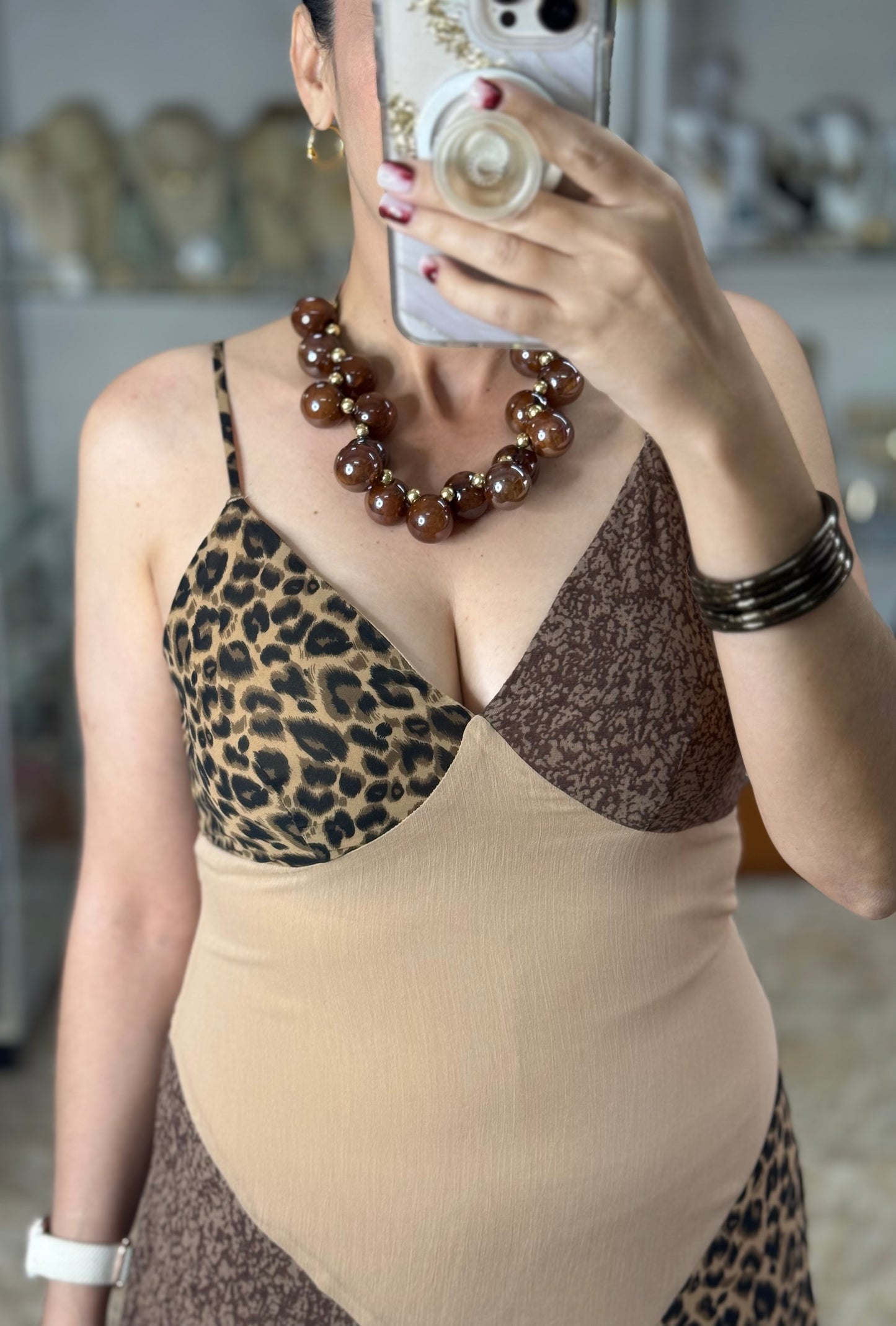 Animal Print Spaghetti Straps Maxi Dress