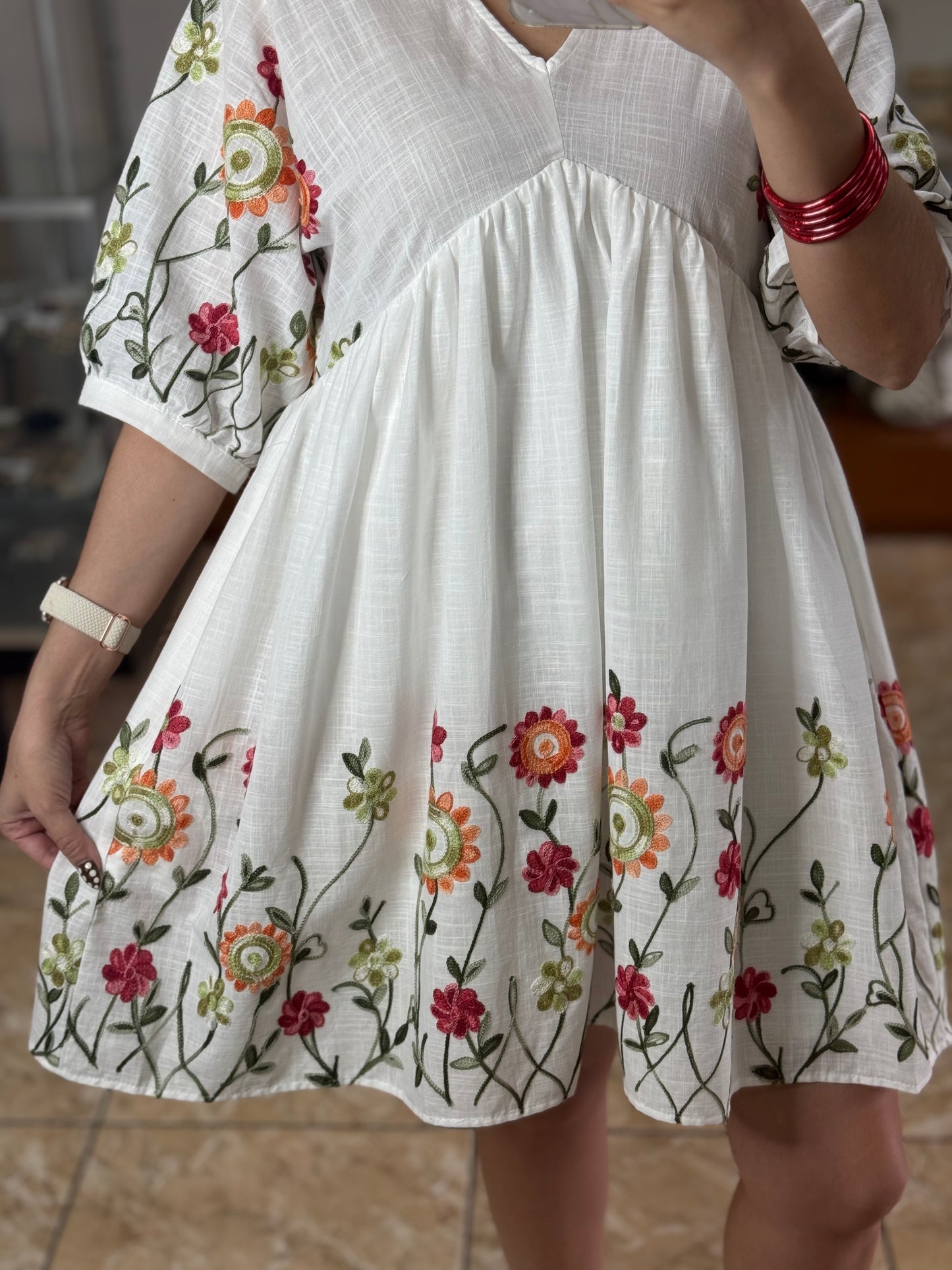 Garden Floral Embroidered Dress (FINAL SALE)