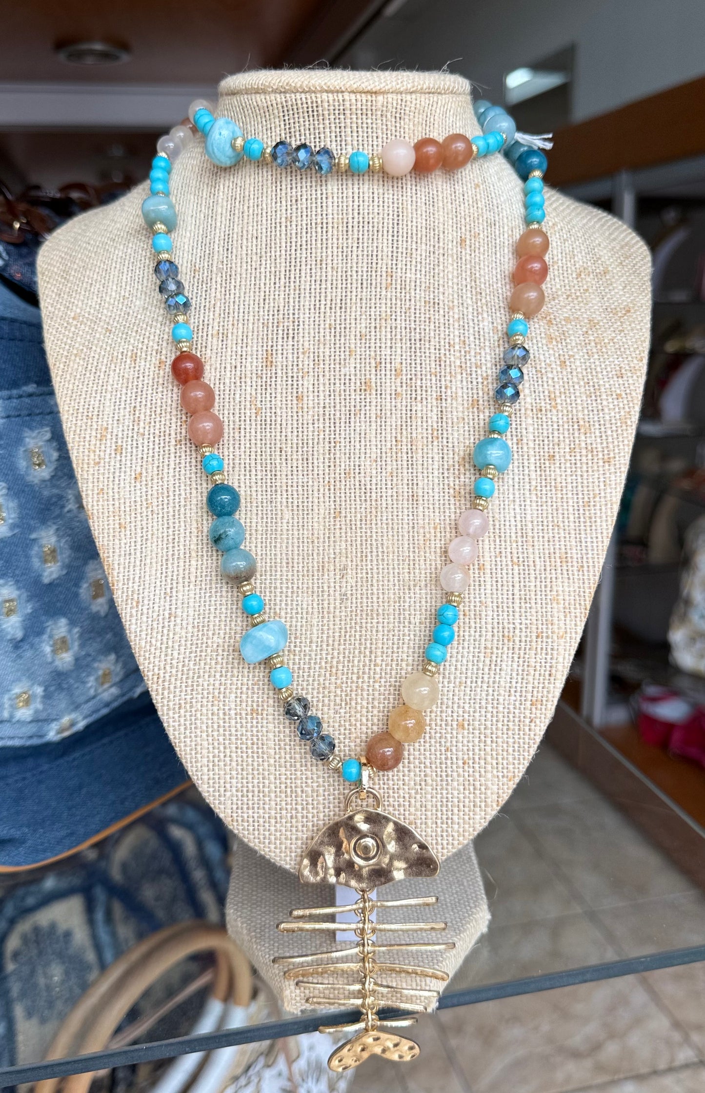 Fish & Beads Long Necklace (NO RETURNS OR EXCHANGE)