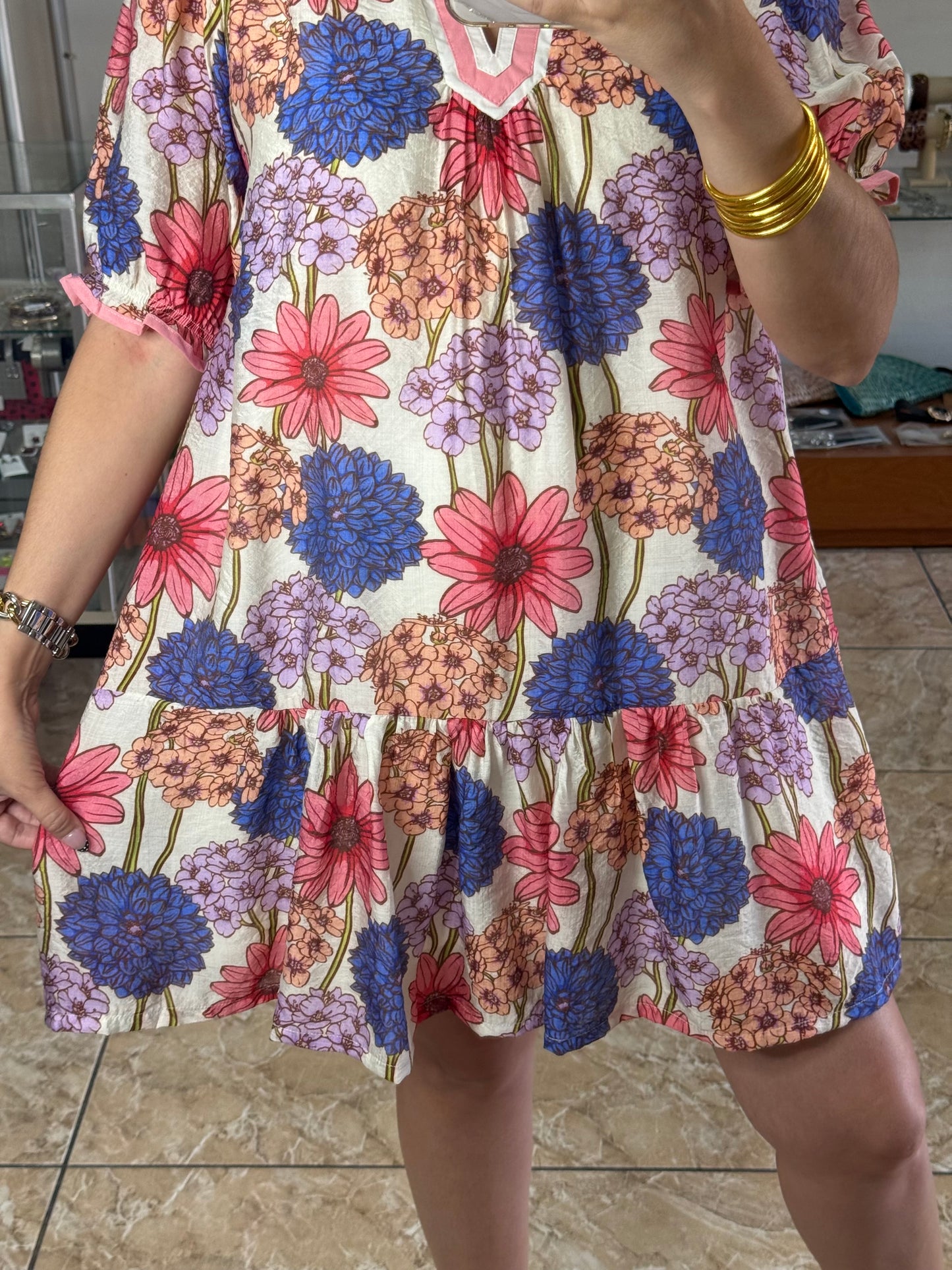 Pink/Purple Mix Floral Mini Dress