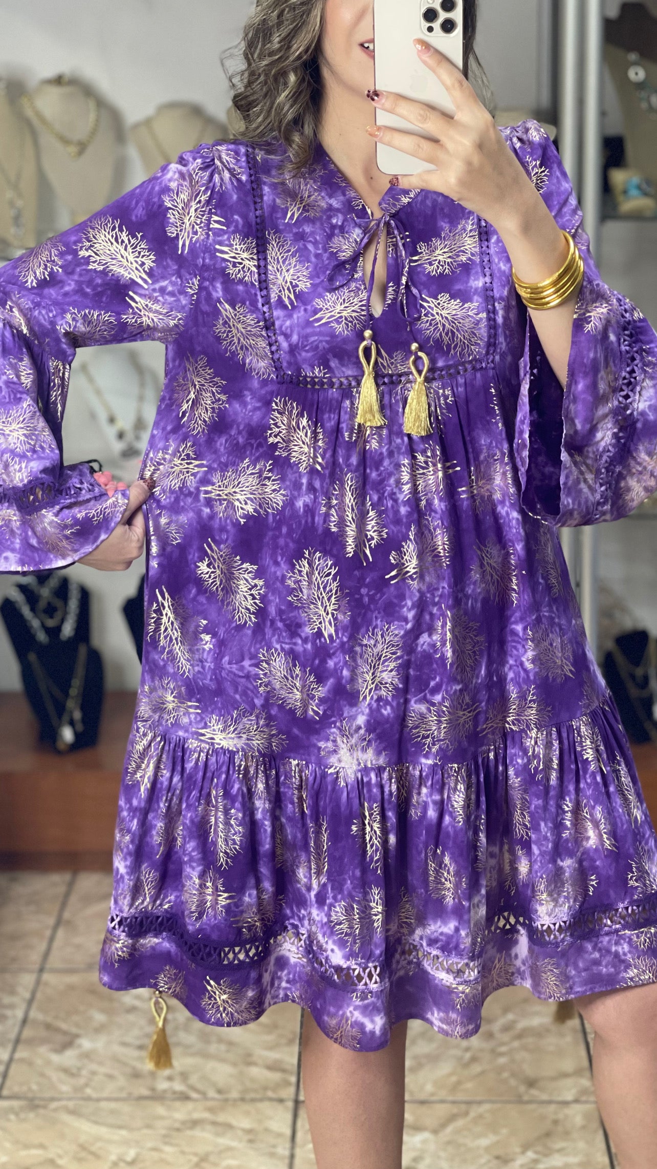 Purple and Gold Boho Dress