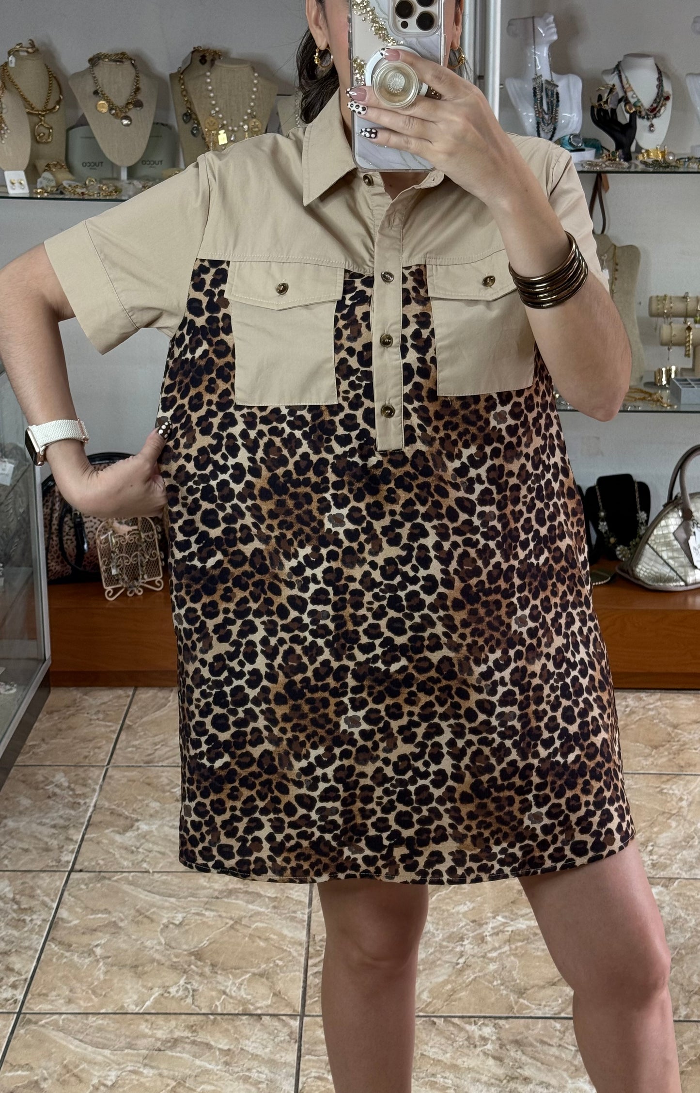 Leopard/Camel Mini Dress