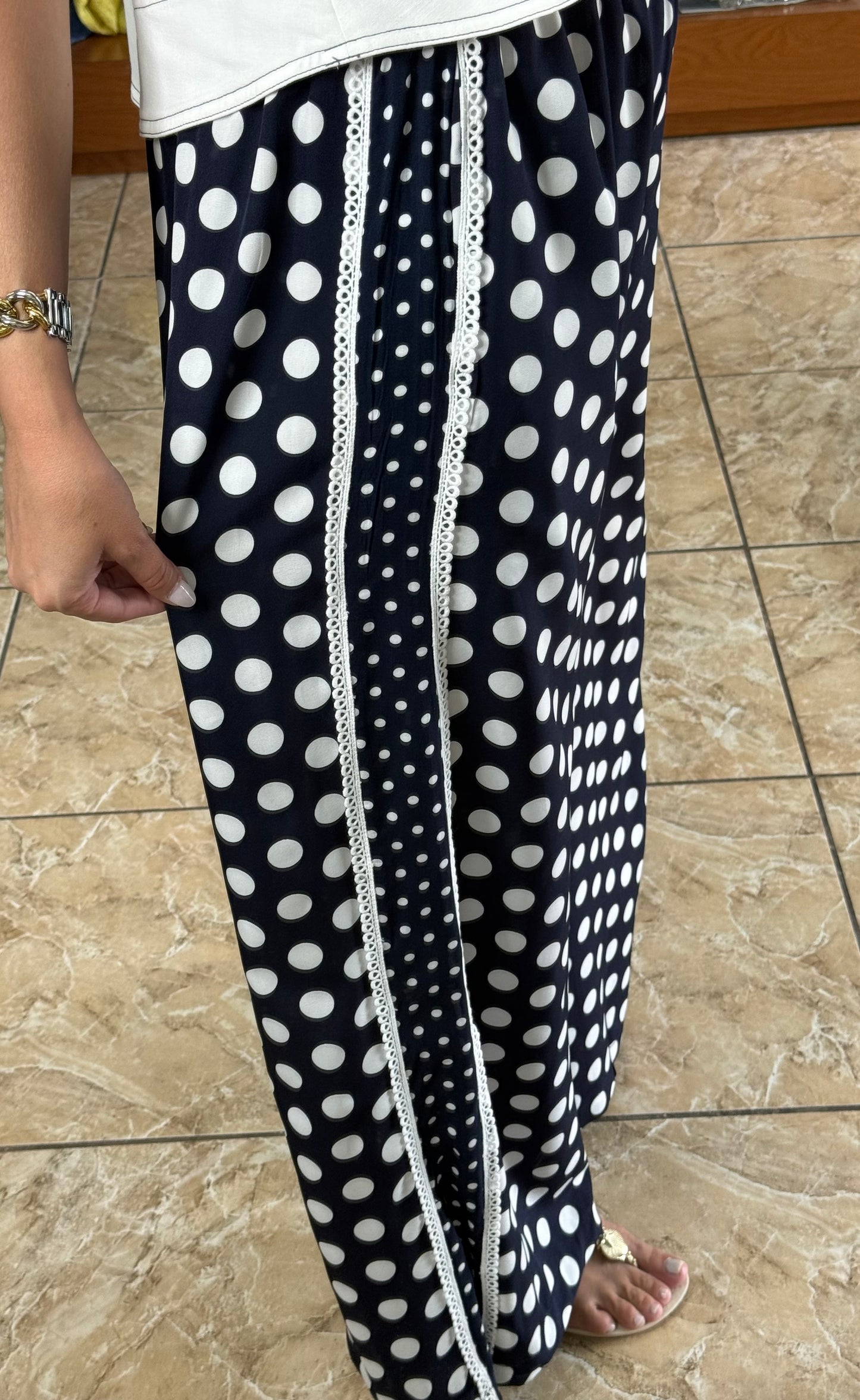 Navy/White Polkadots Pant
