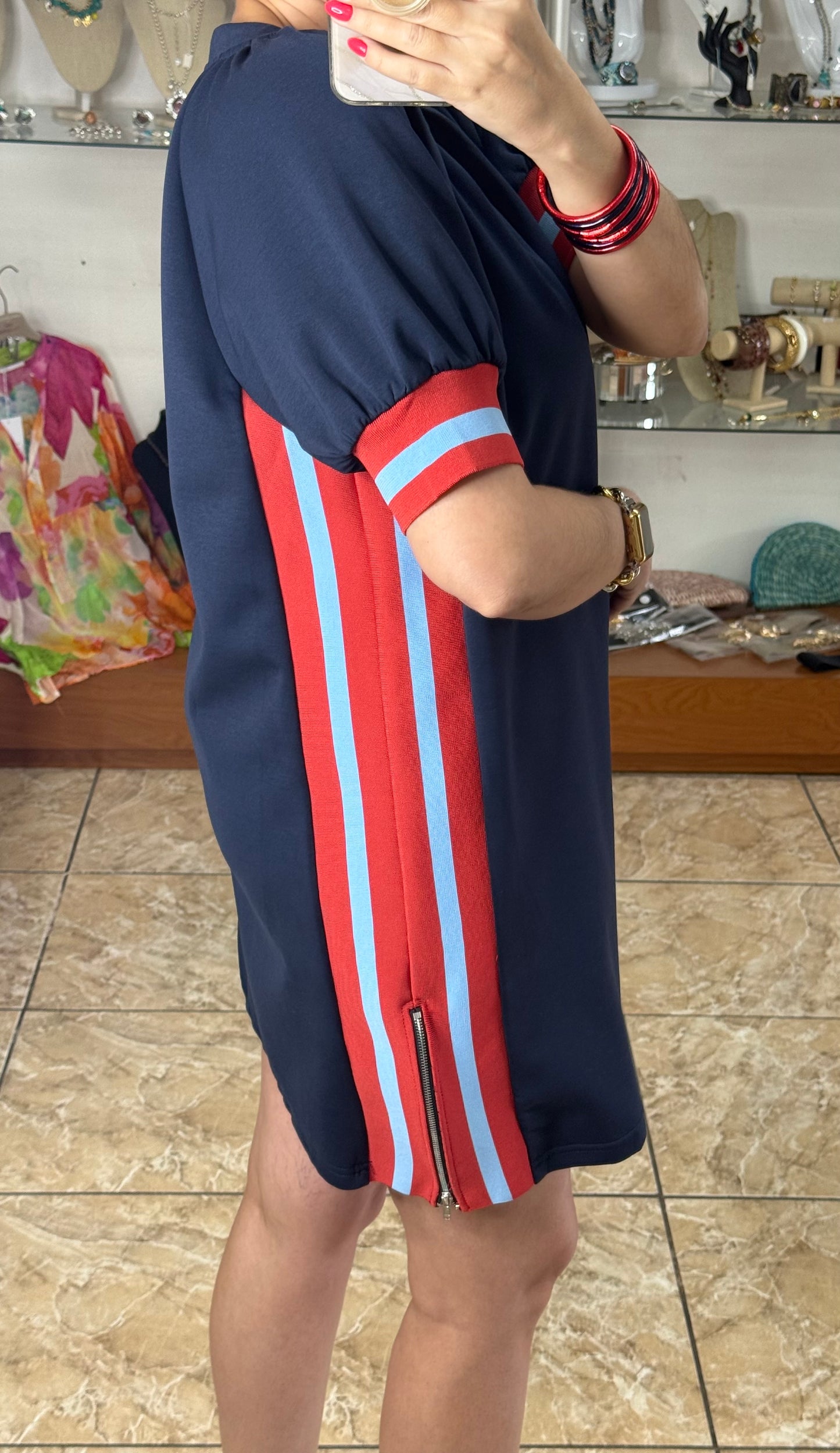 Varsity Trim Dress (Navy)