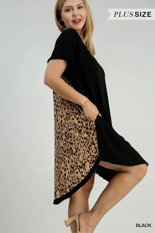 Linen Blend Animal Print Dress