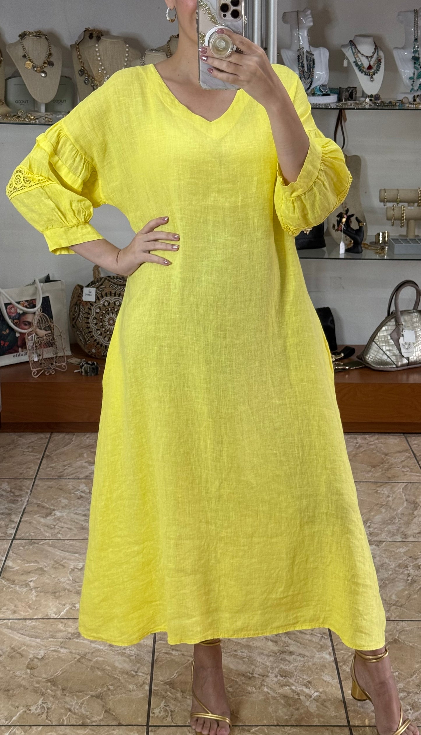 Back Detail OS Linen Maxi Dress (FINAL SALE)