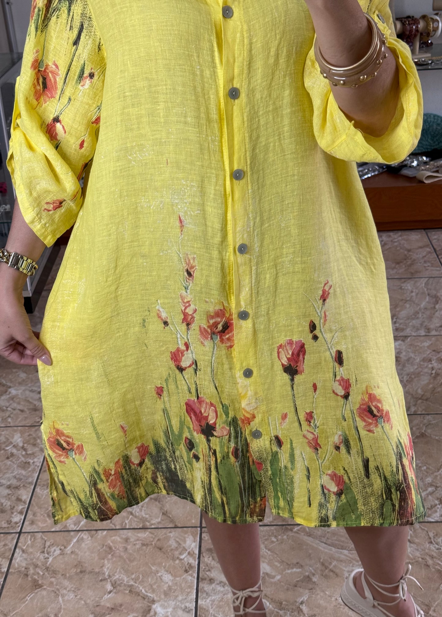 Malena OS Linen Dress (NO RETURNS OR EXCHANGE)