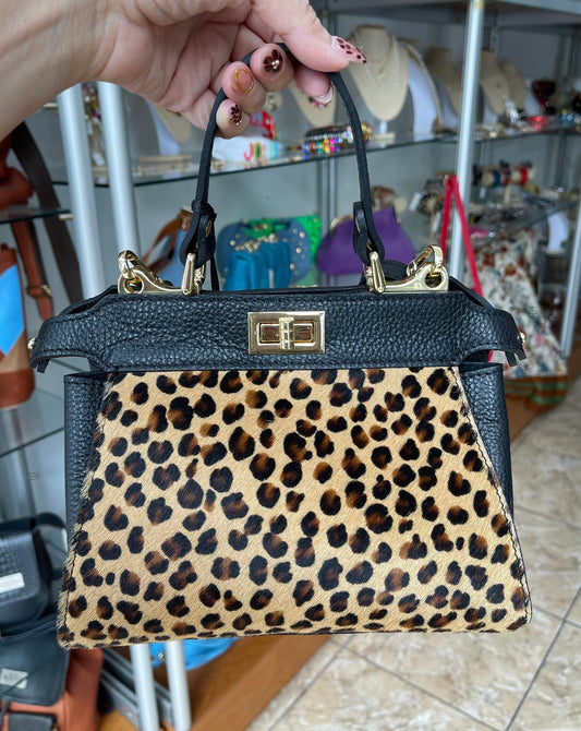 Black Leo Leather Mini Bag