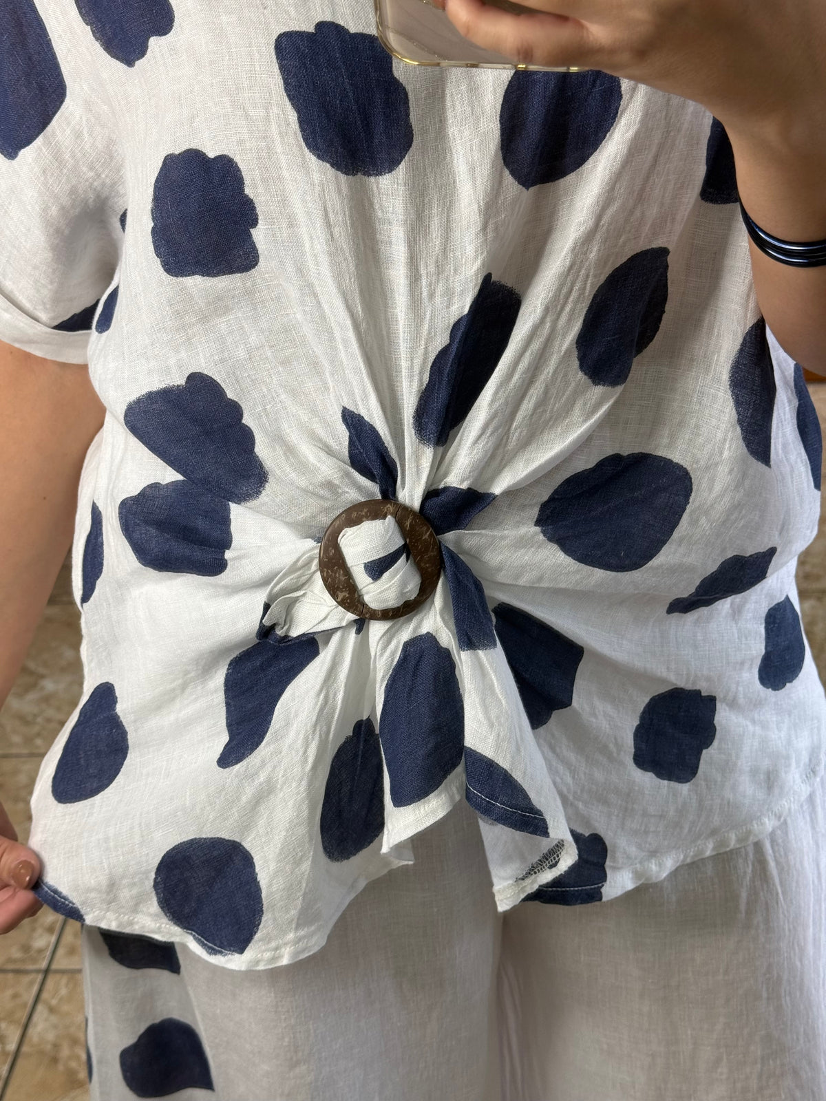 OS Polkadots Linen Set (NO RETURNS OR EXCHANGE)