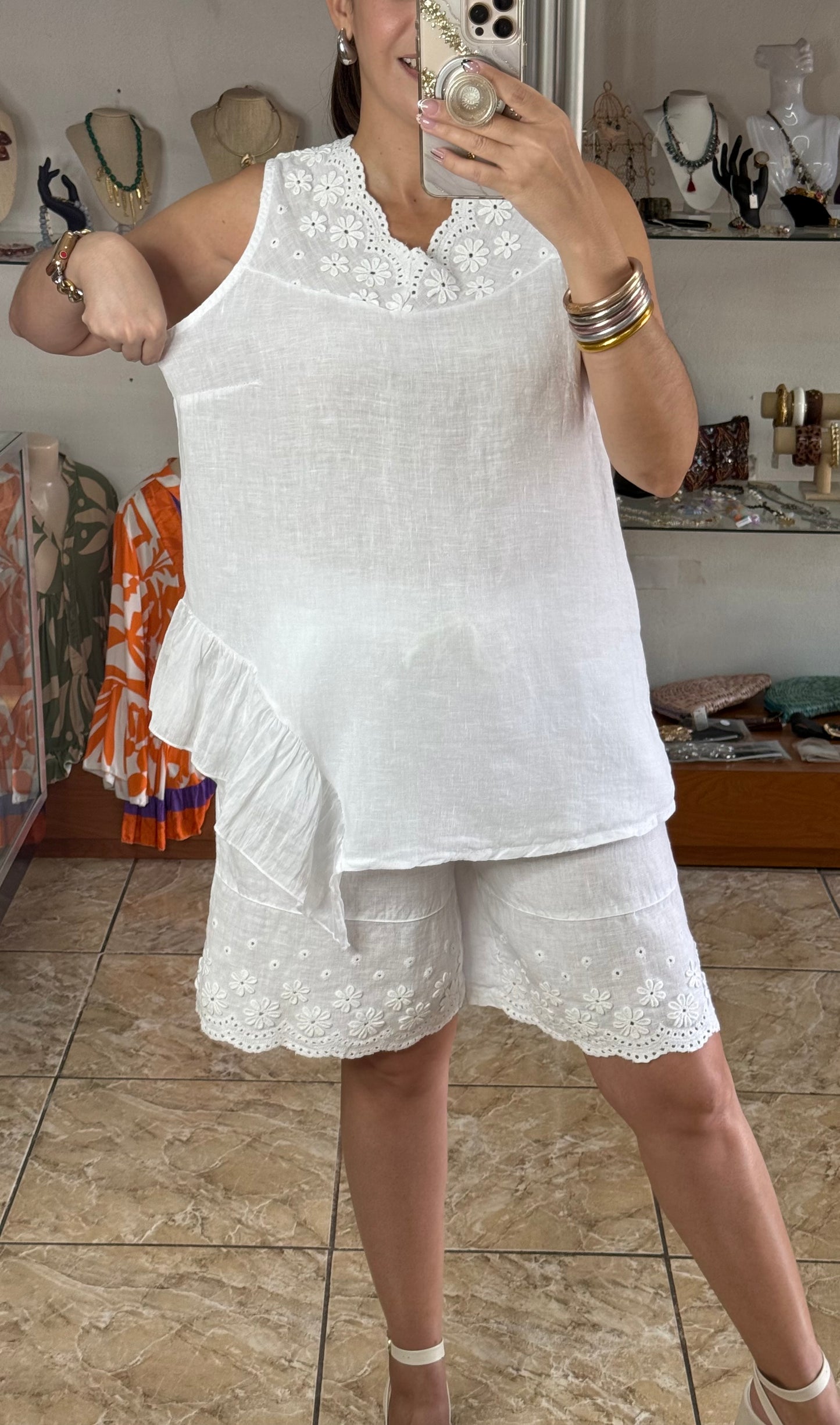 OS Linen Top & Short Set (NO RETURNS OR EXCHANGE)