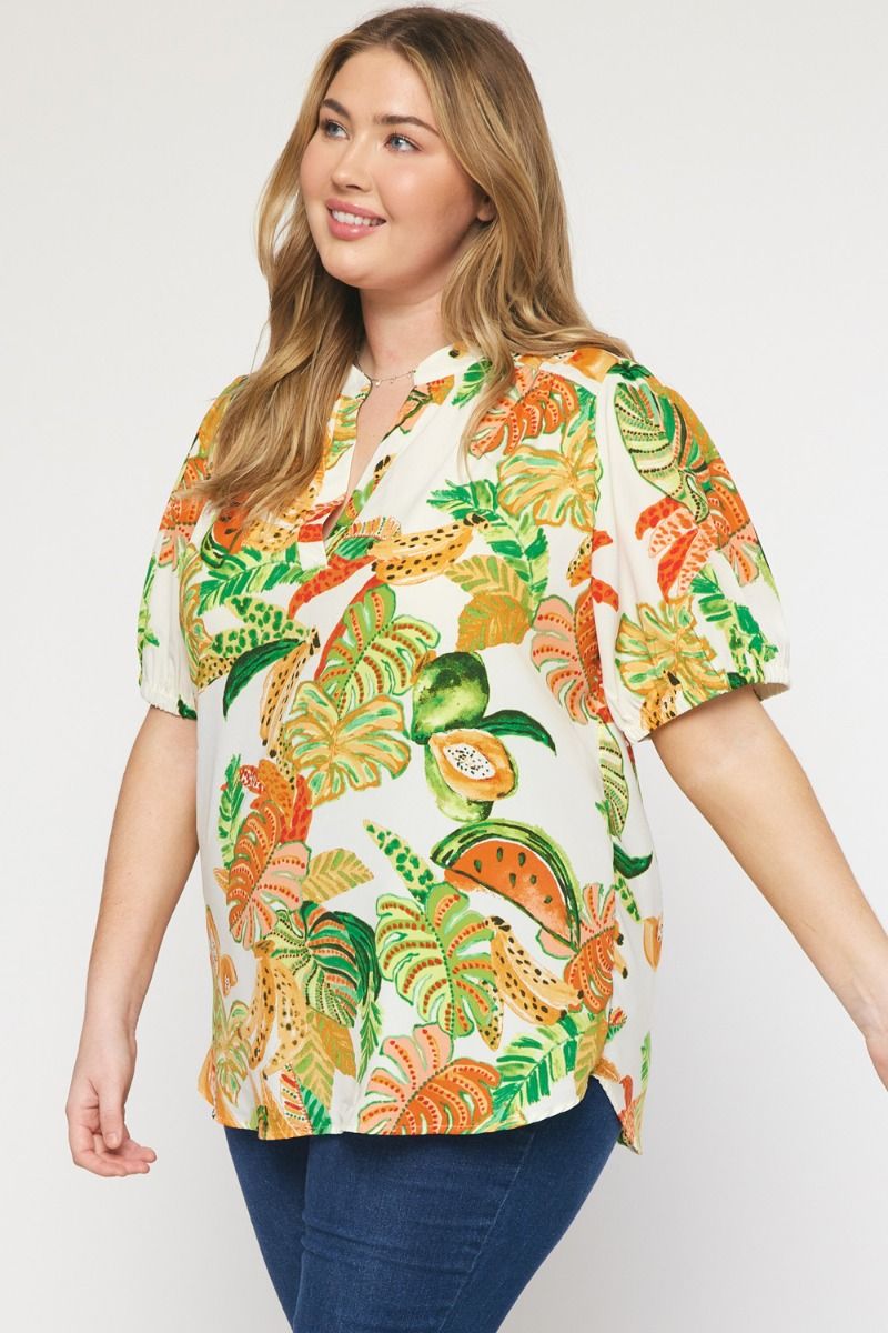 Tropical V-Neck Top (Regular and Plus)
