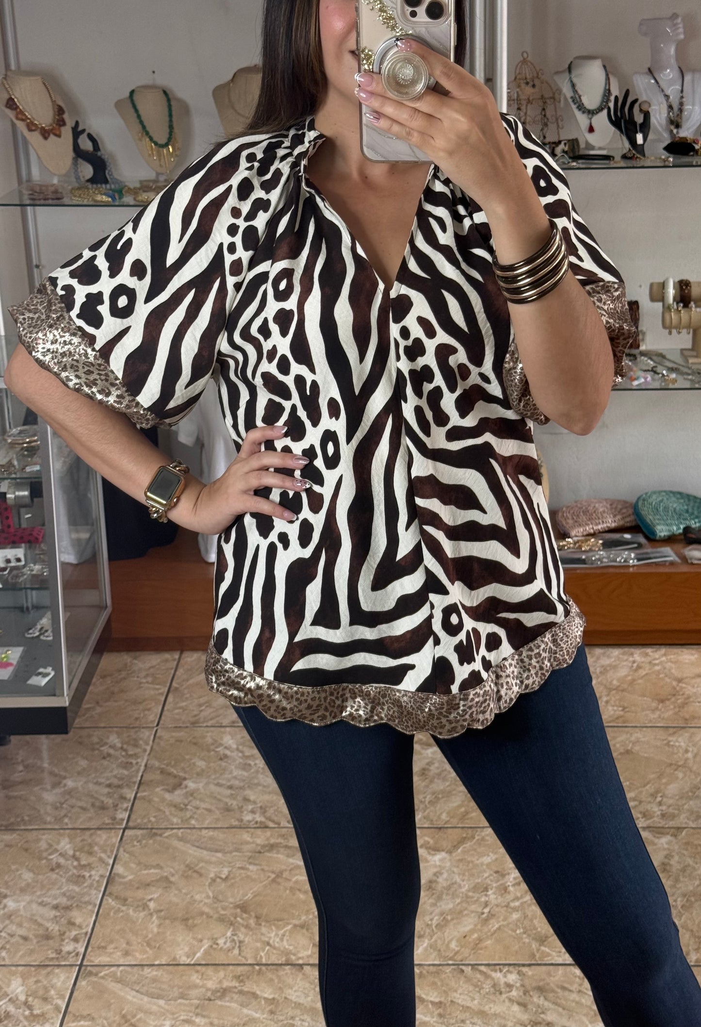 Brown Mix Safari Top