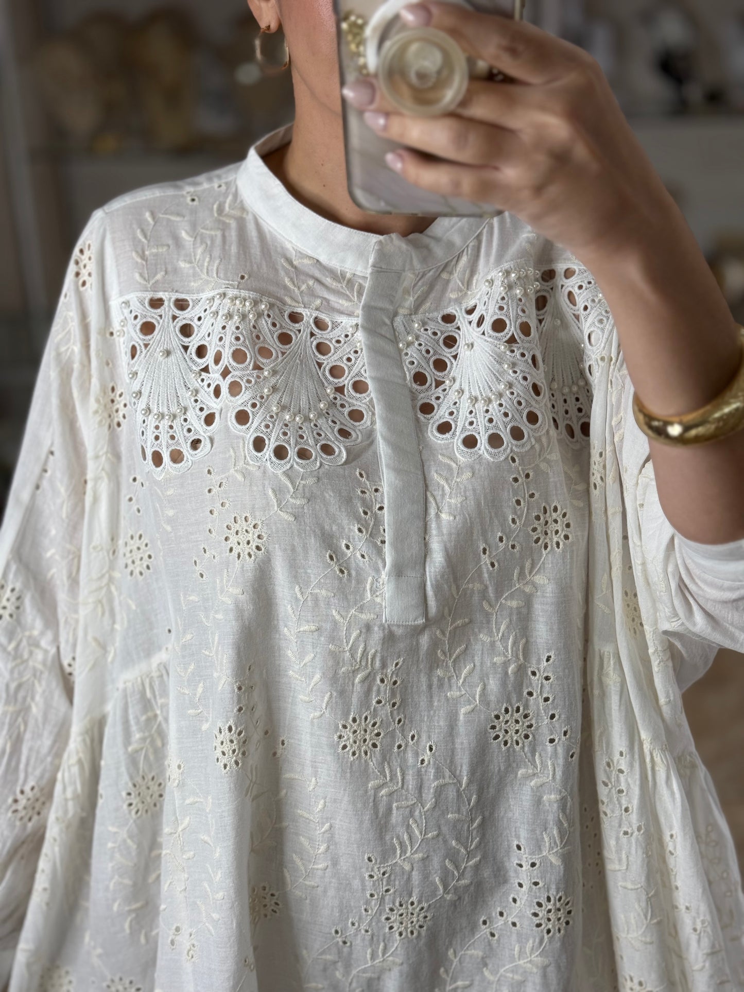 White Embroidered Oversized Dress (NO RETURNS OR EXCHANGE)