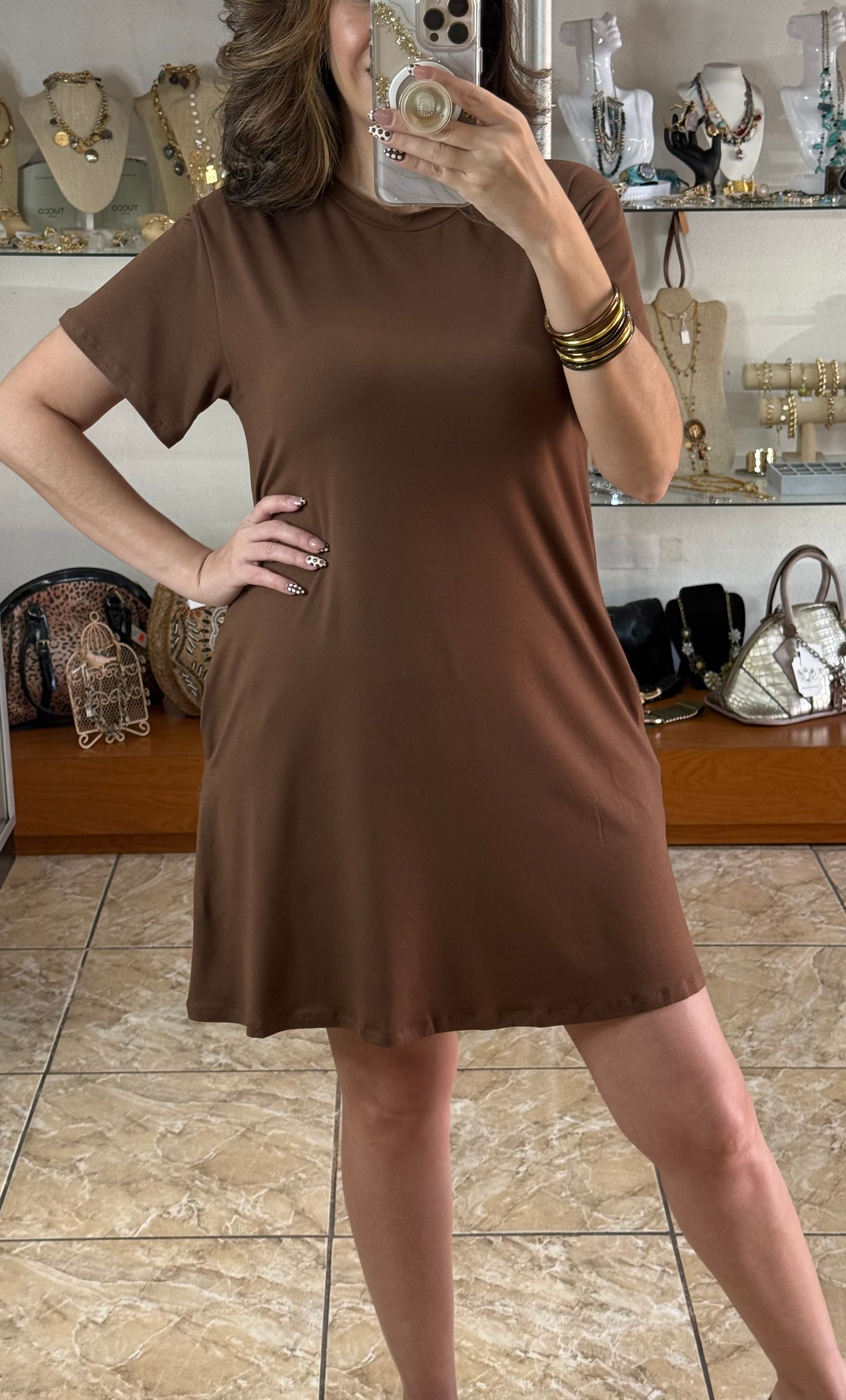 Mocha Basic Dress