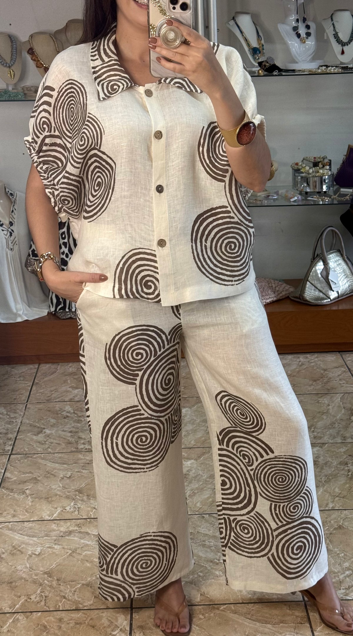 Spiral Pattern OS Top & Pant Set (NO RETURNS OR EXCHANGE)