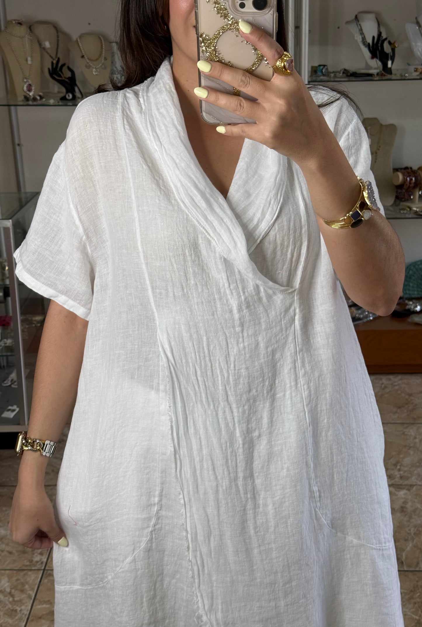 Long Top & Pant OS Linen Set (NO RETURNS OR EXCHANGE)