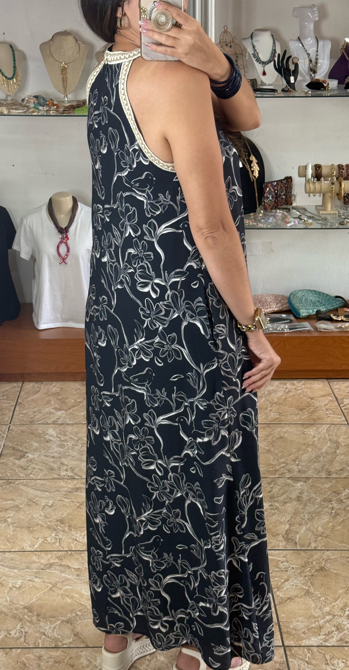 Halter Style Printed Maxi Dress