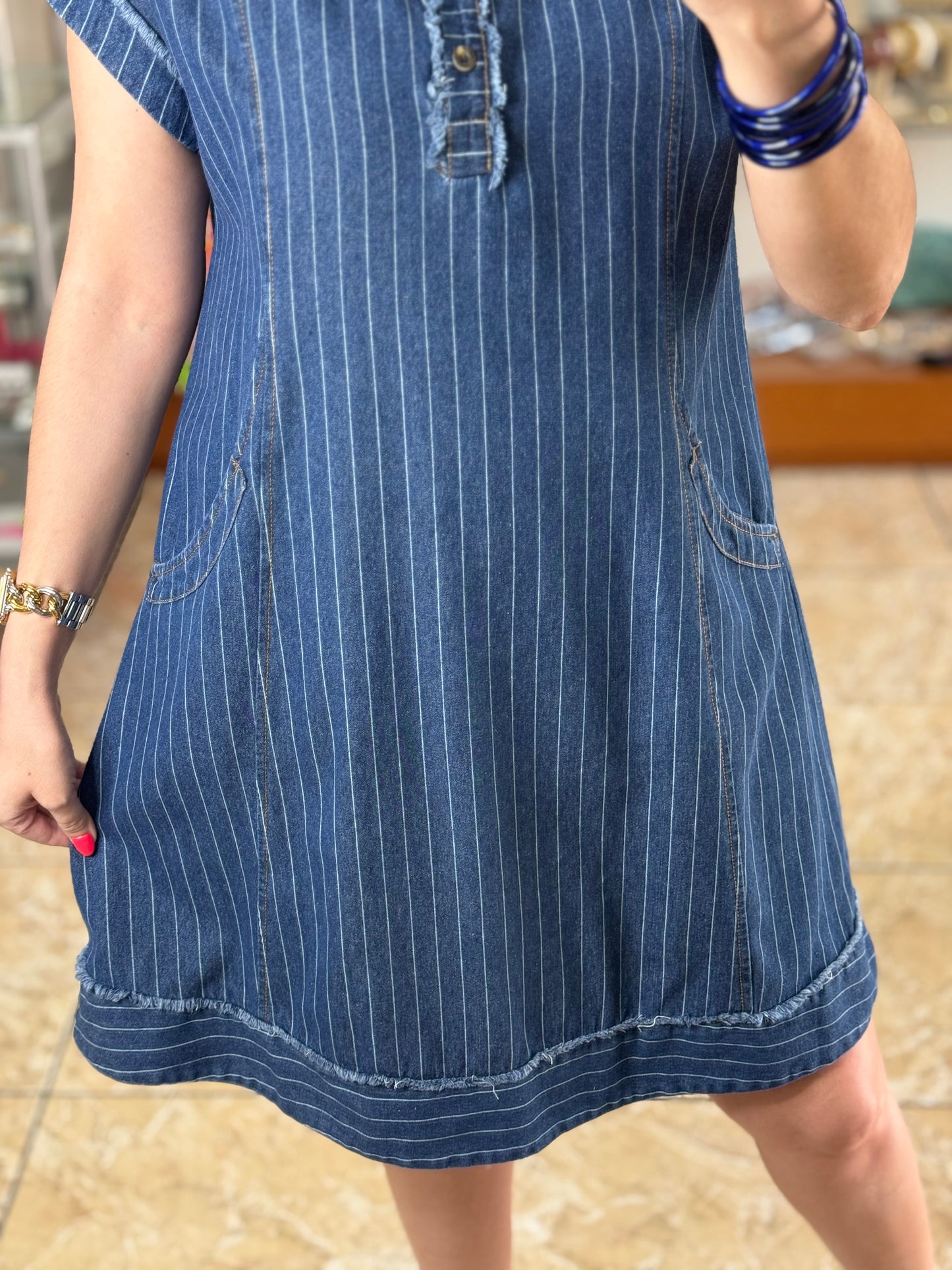 Pinstripe Denim Dress